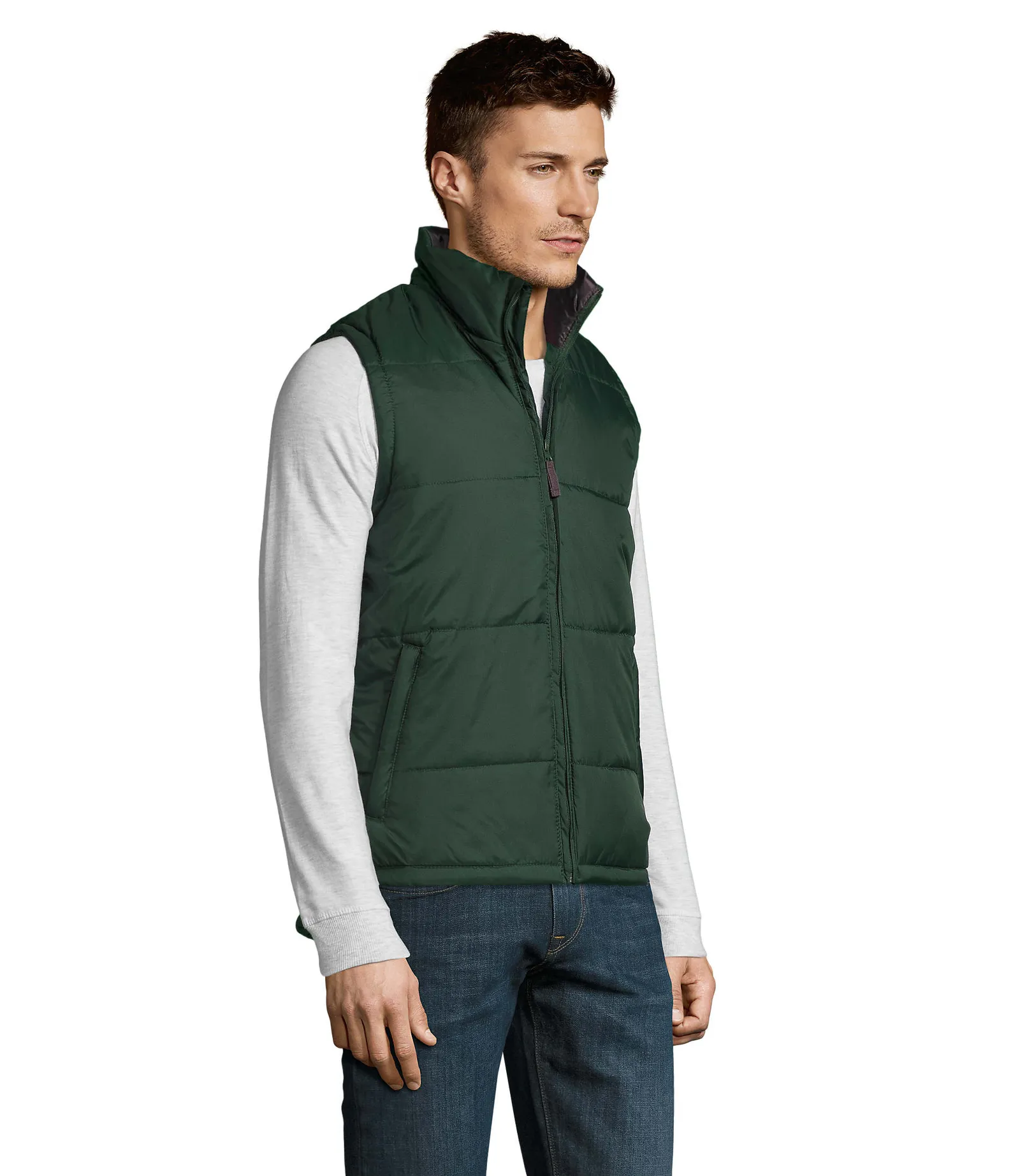 Gilet SOL'S Warm, Forest green, su modello, lato