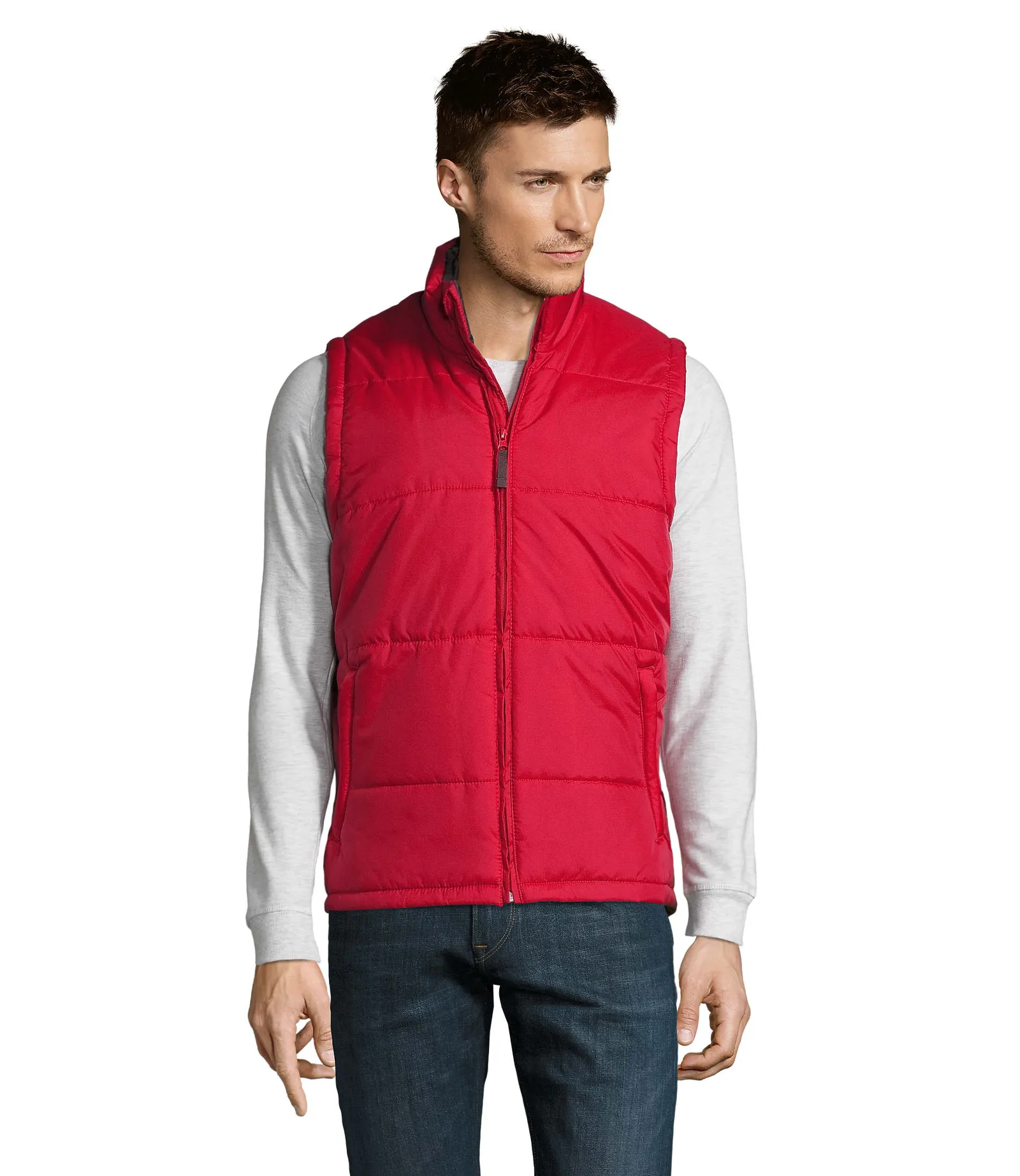 Gilet SOL'S Warm, Red, su modello, fronte