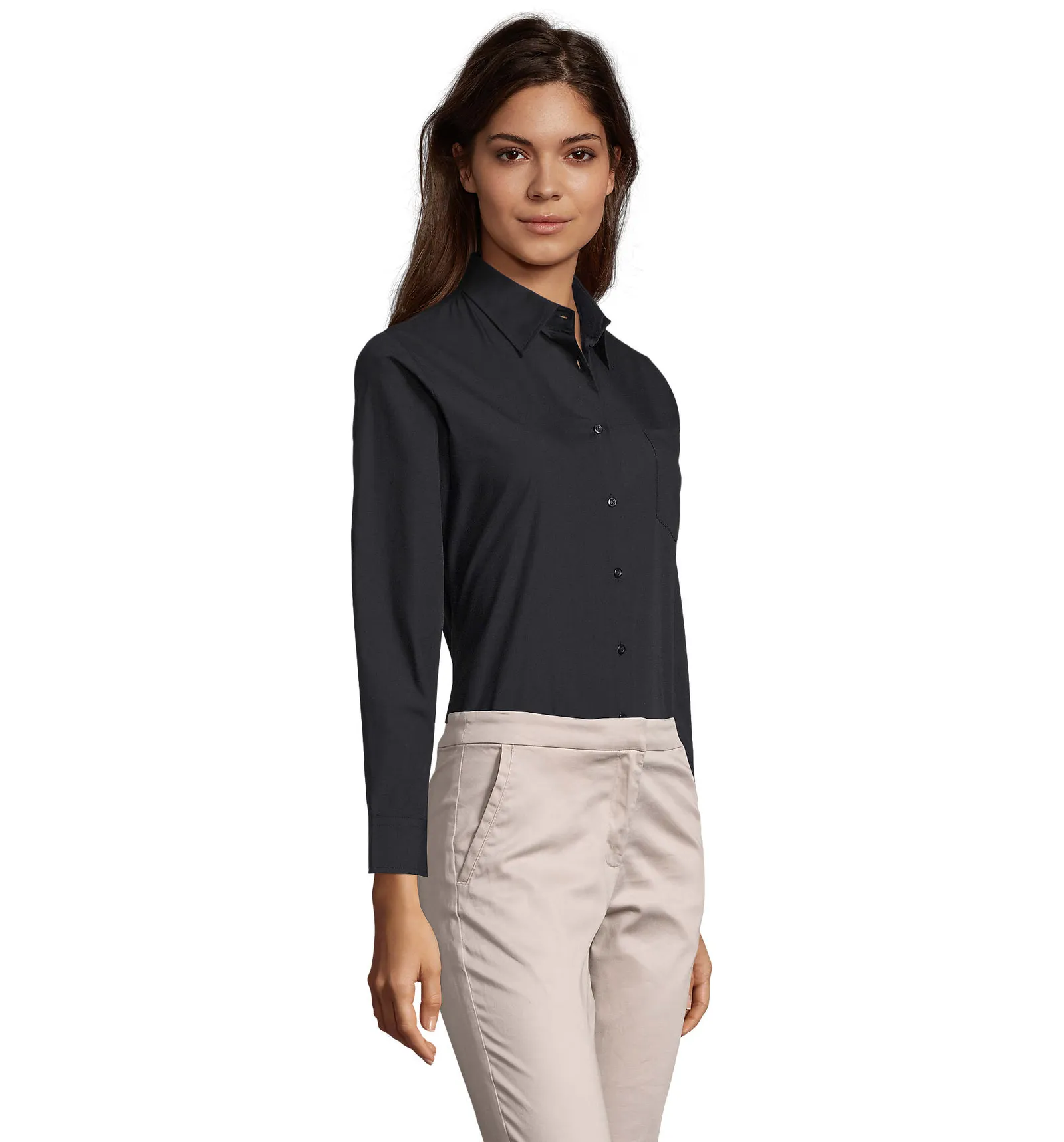 Camicia manica lunga SOL'S Executive, Black, su modello, lato