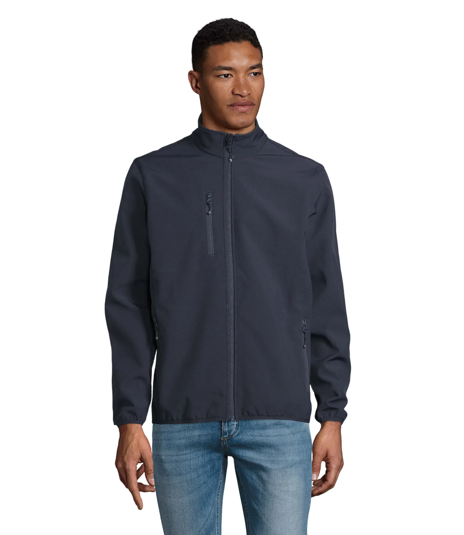 Softshell SOL'S Falcon Men, Abyss blue, su modello, fronte