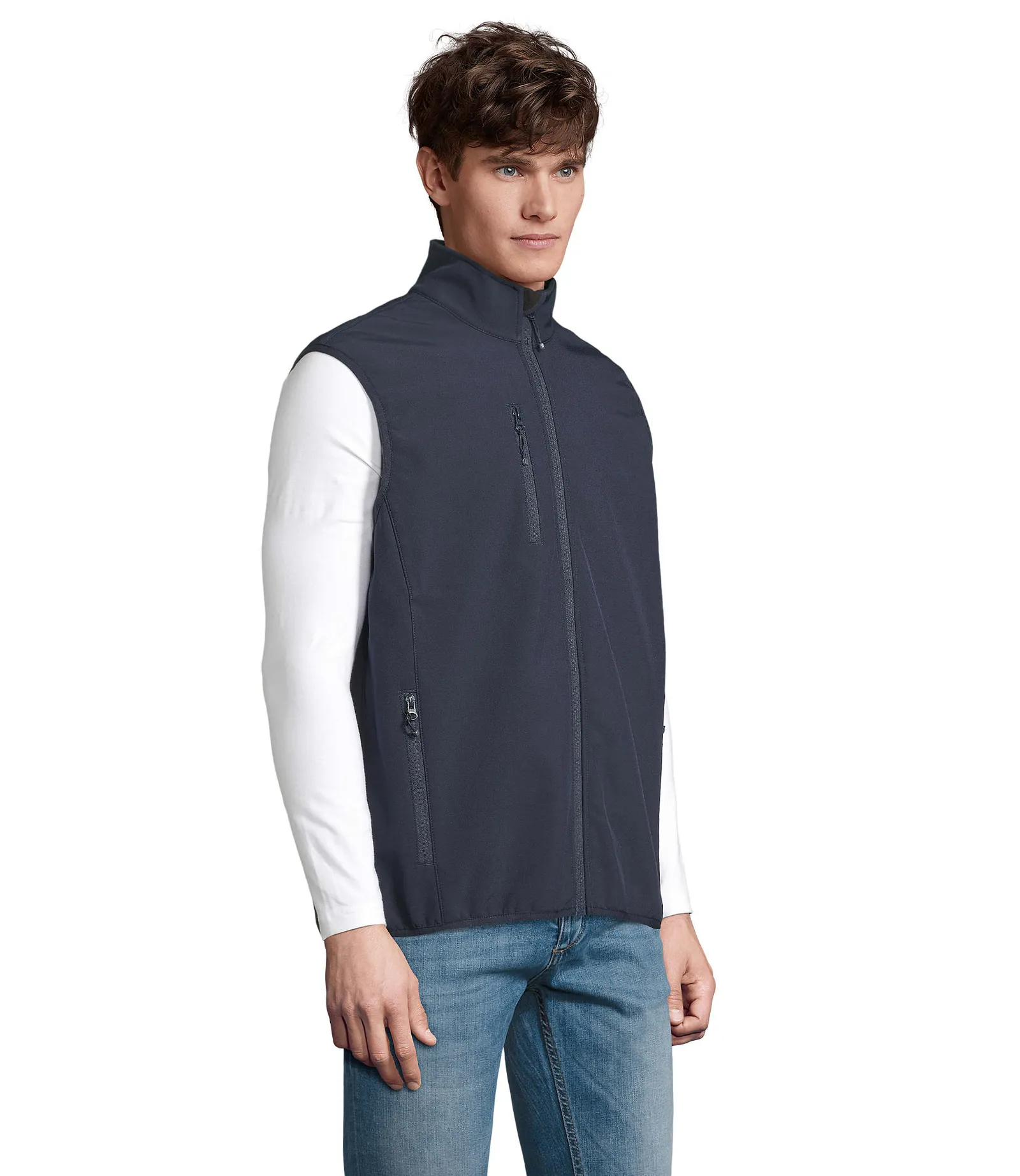Gilet SOL'S Falcon BW Men, Abyss blue, su modello, lato