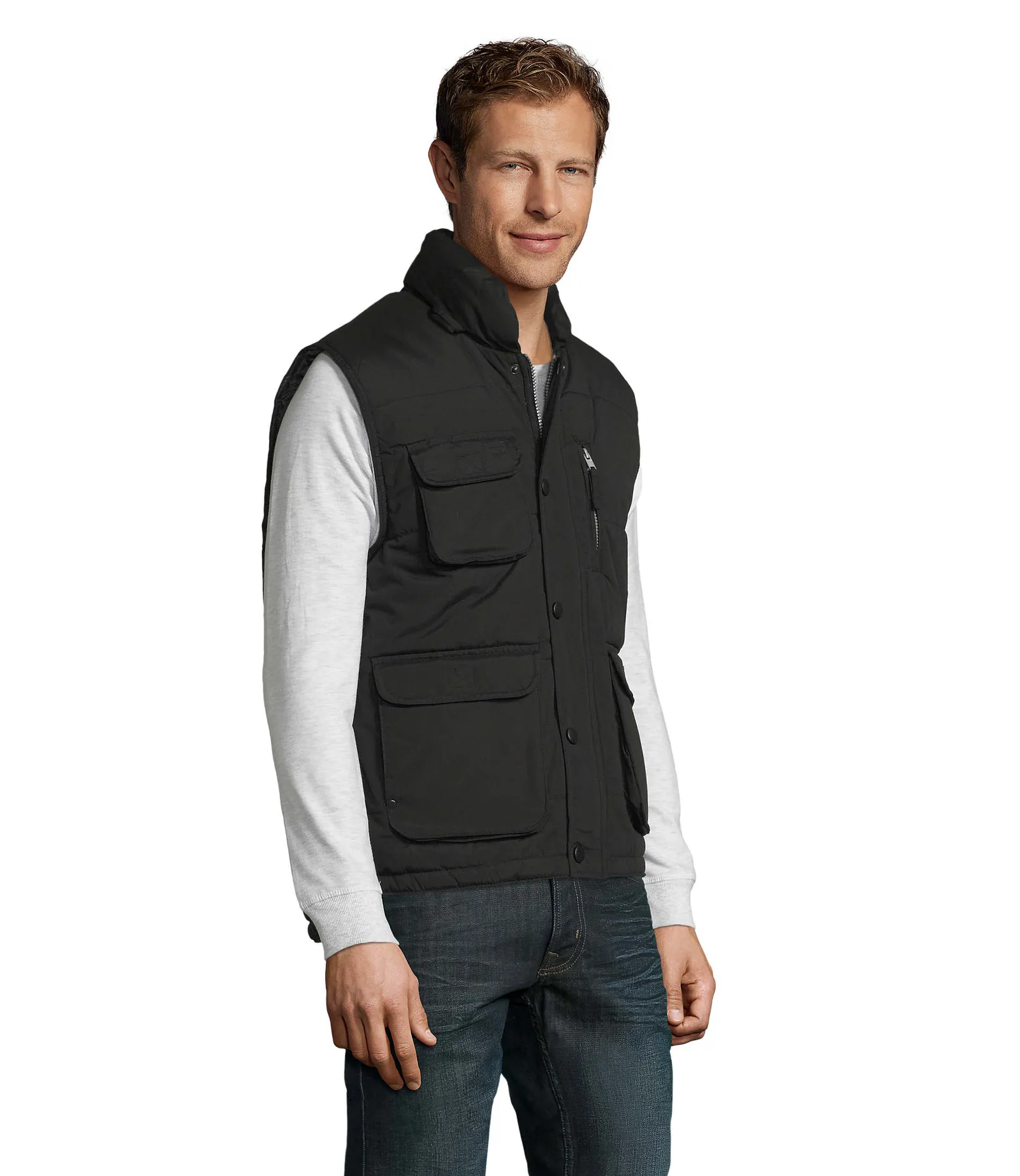 Gilet SOL'S Viper, Black, su modello, lato