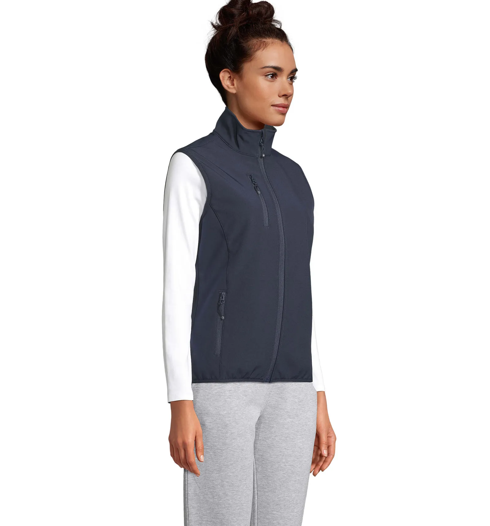 Gilet SOL'S Falcon BW Women, Abyss blue, su modello, lato