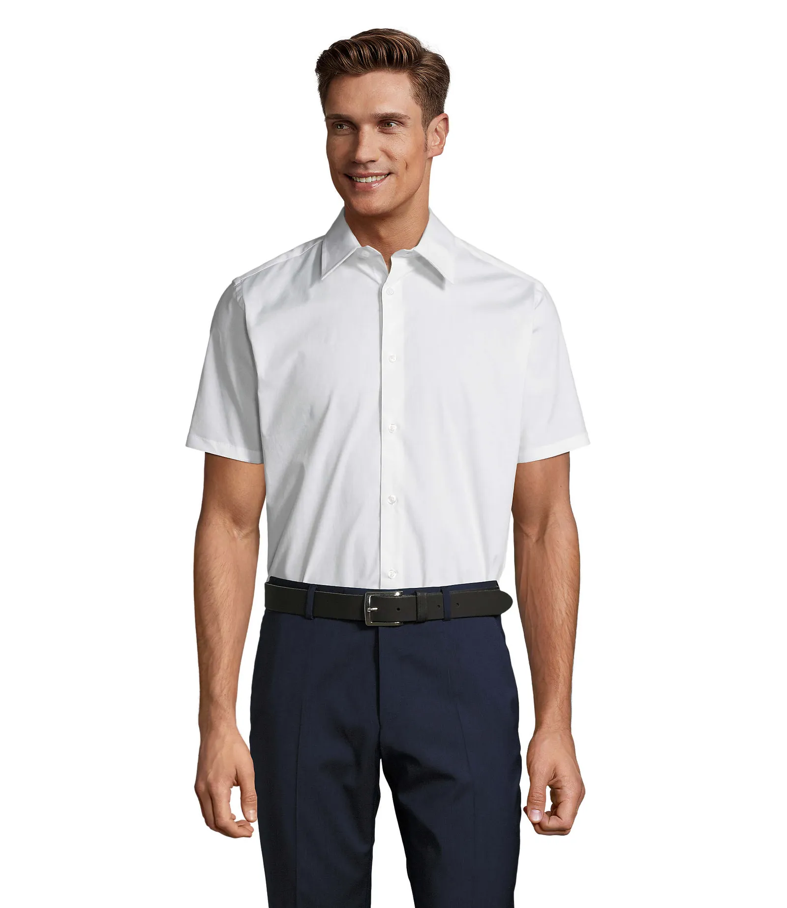 Camicia manica corta SOL'S Broadway, White, su modello, fronte