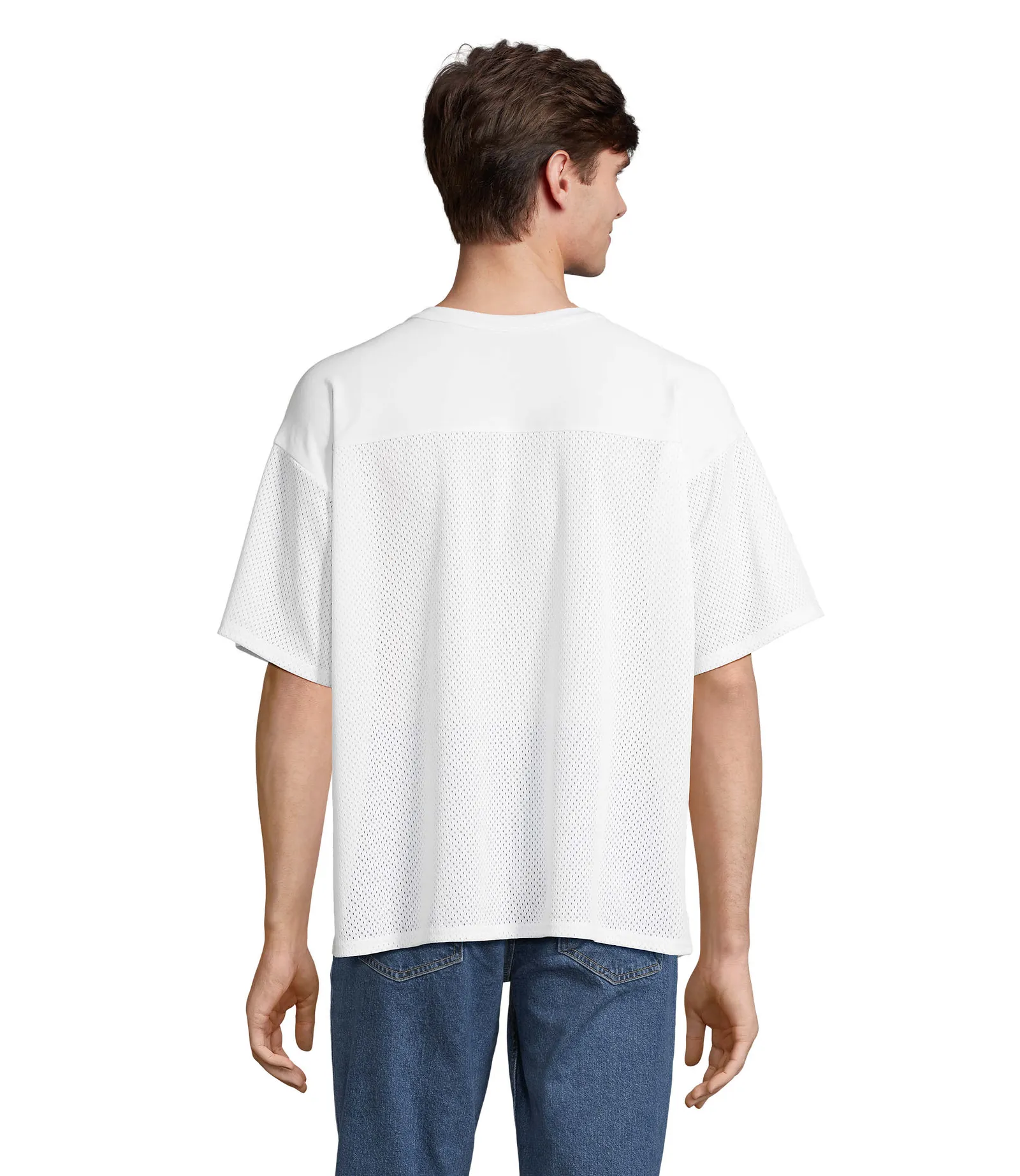 T-shirt tecnica SOL'S Nino, White, su modello, retro