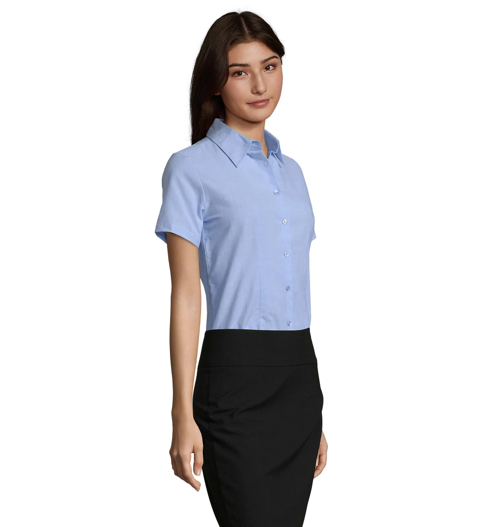 Camicia manica corta SOL'S Elite, Sky blue, su modello, lato