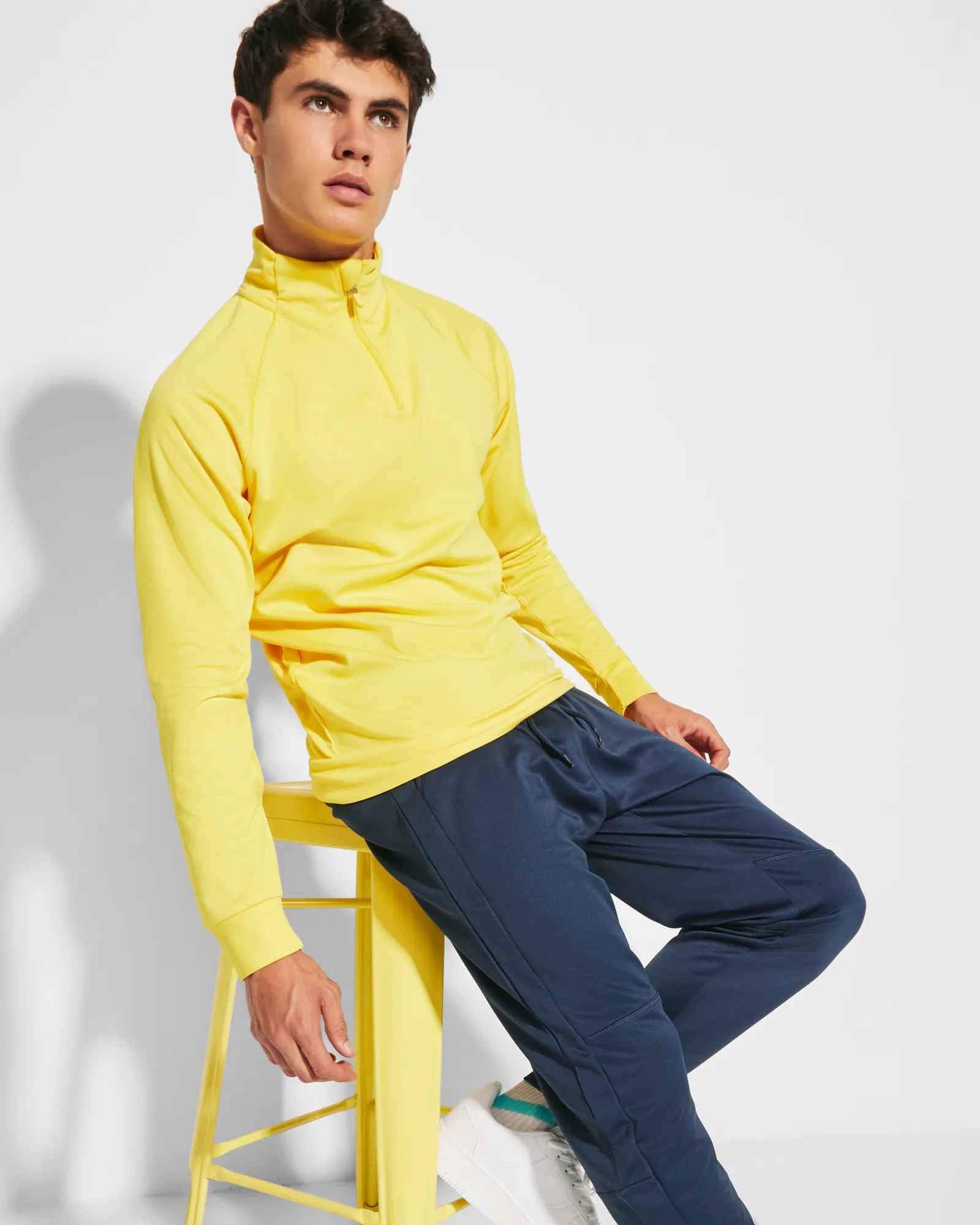 Felpa con mezza zip Roly Epiro, Giallo, dettaglio 2