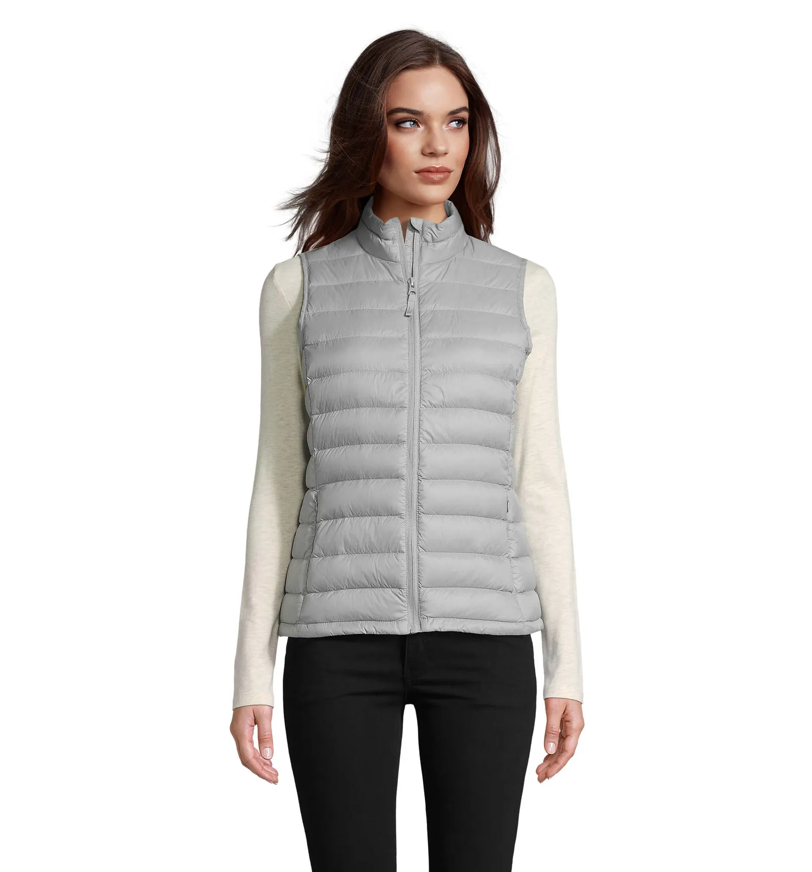 Gilet SOL'S Wilson BW Women, Metal grey, su modello, fronte