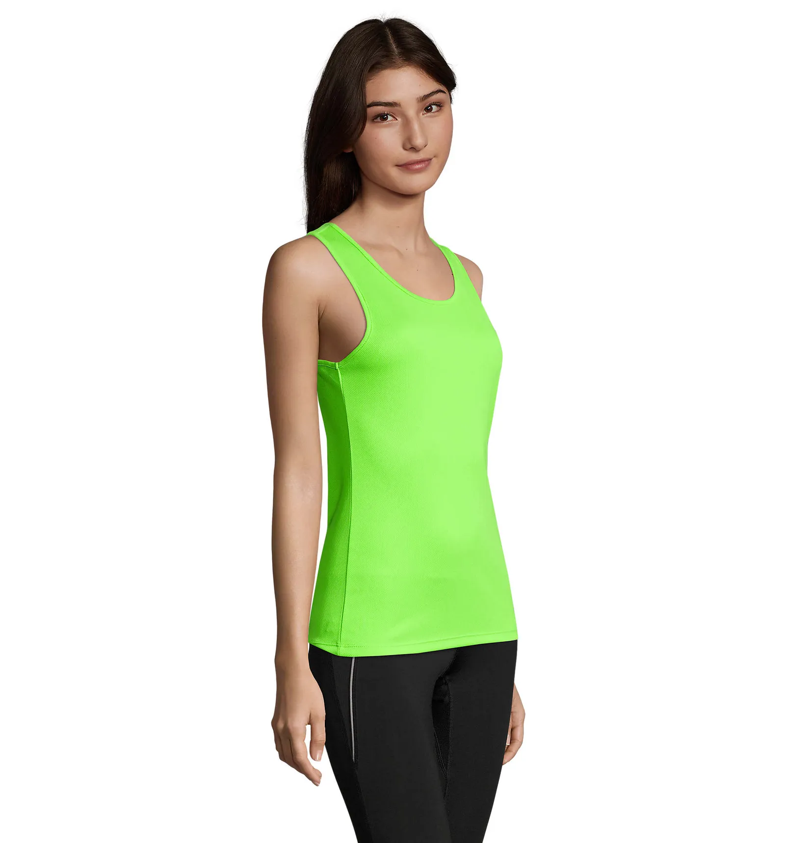 Canotta SOL'S Sporty TT Women, Neon green, su modello, lato