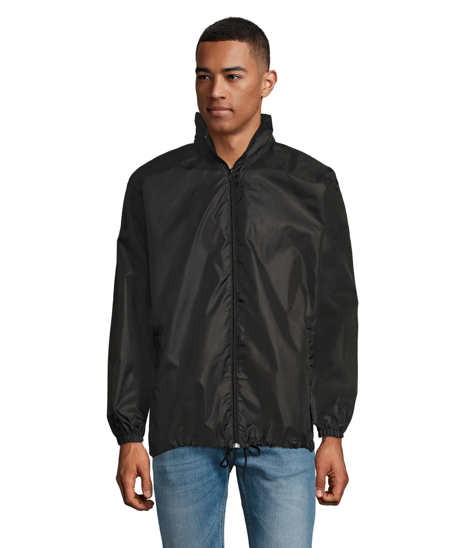 Giacca antivento SOL'S Shift, Black, su modello, fronte