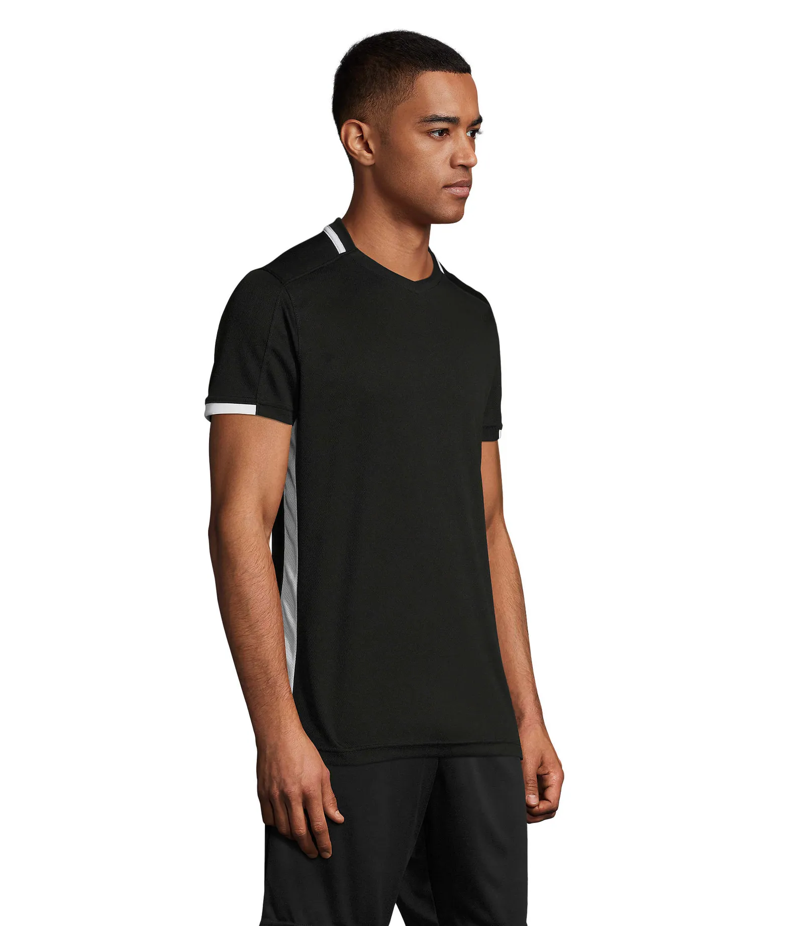 T-shirt tecnica SOL'S Classico, Black/white, su modello, lato