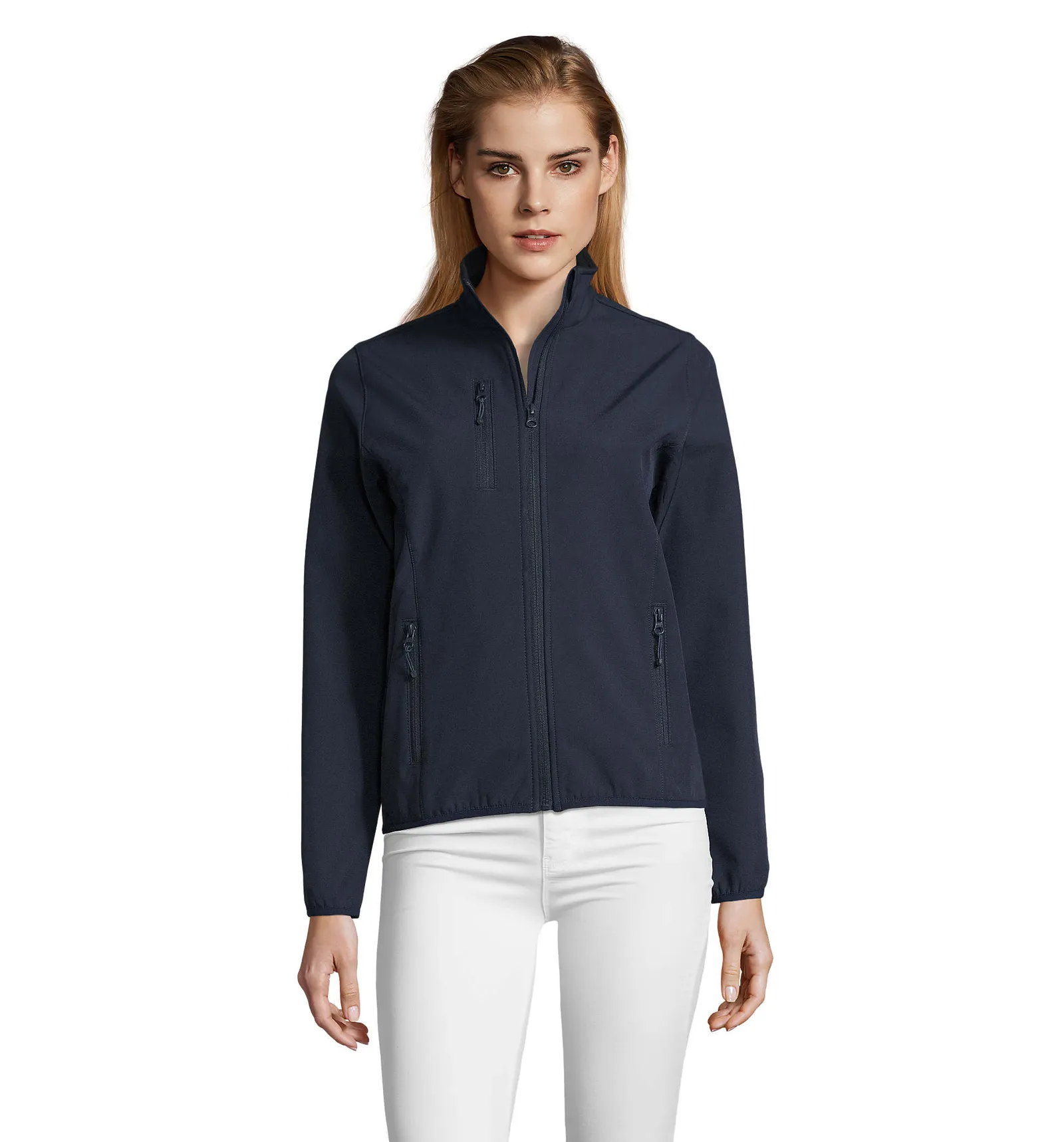 Softshell SOL'S Radian Women, Abyss blue, su modello, fronte