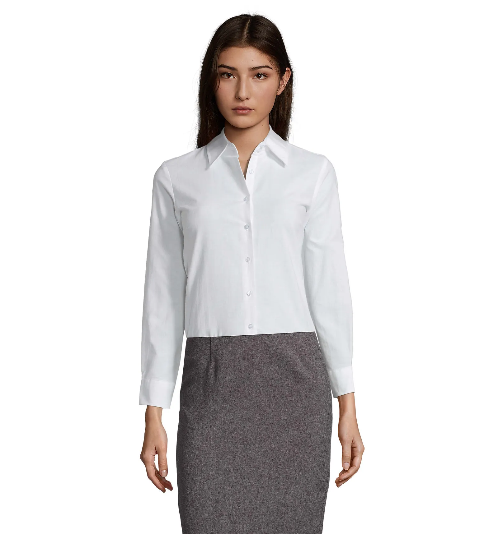 Camicia manica lunga SOL'S Embassy, White, su modello, fronte