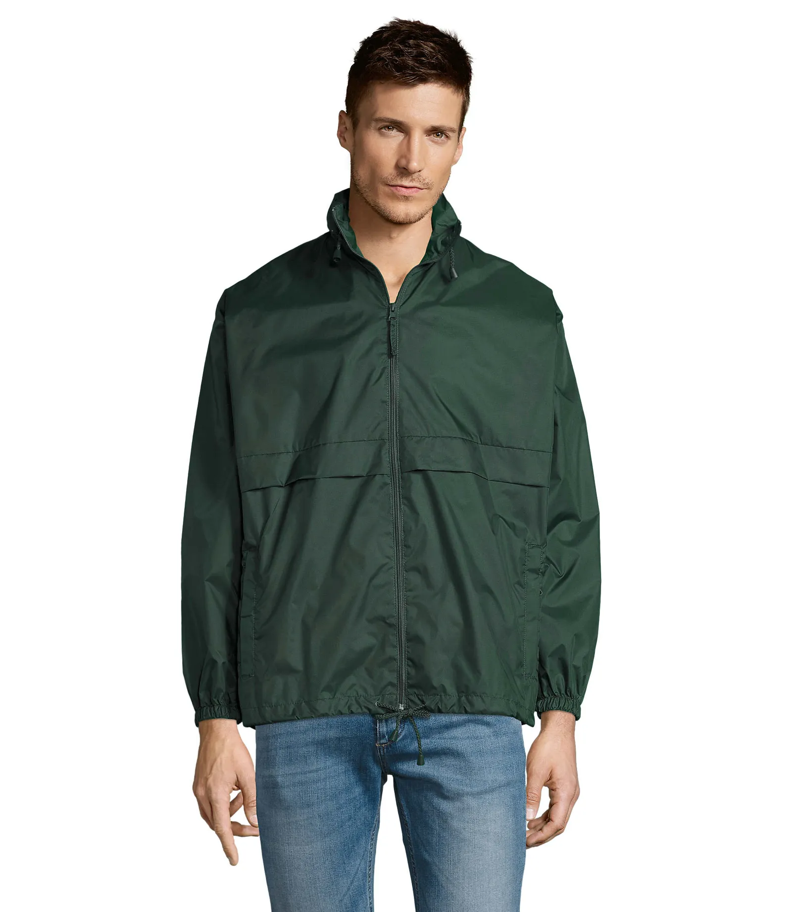 Giacca antivento SOL'S Surf, Forest green, su modello, fronte