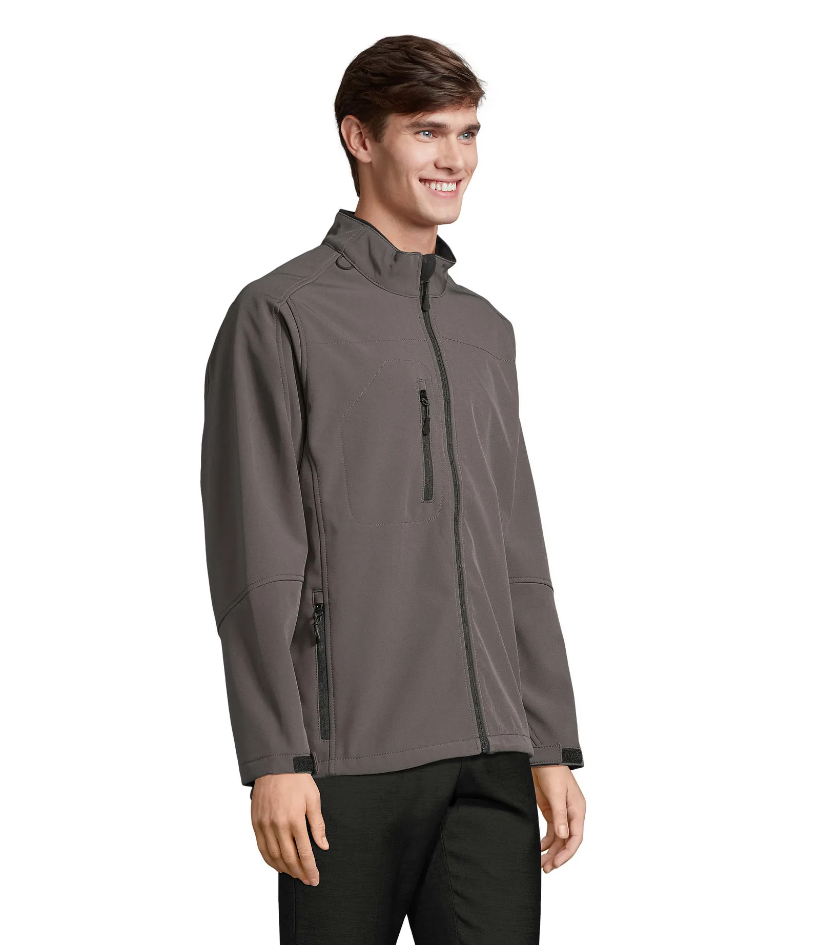 Softshell SOL'S Relax, Charcoal grey, su modello, lato