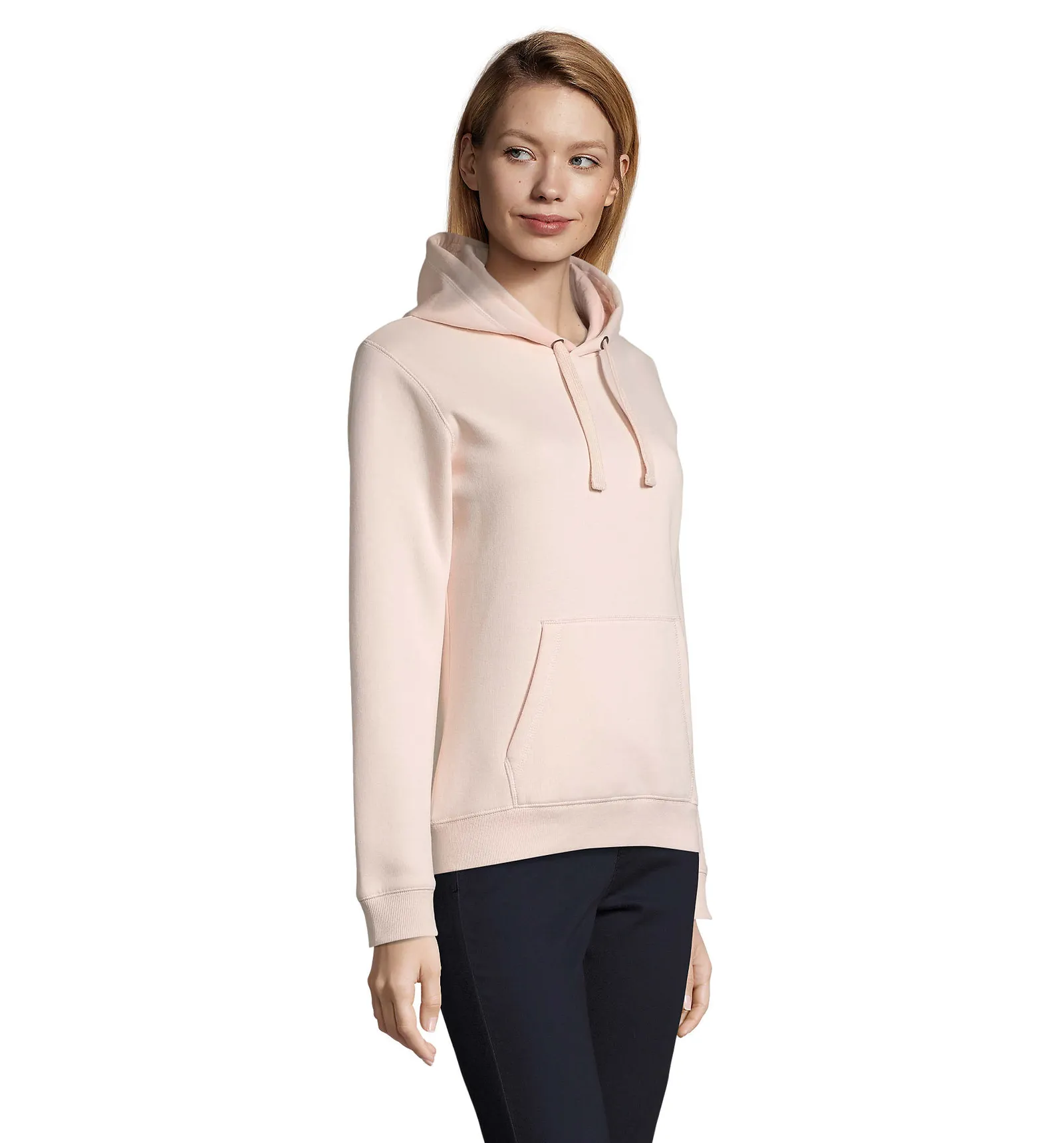 Felpa con cappuccio SOL'S Spencer Women, Creamy pink, su modello, lato
