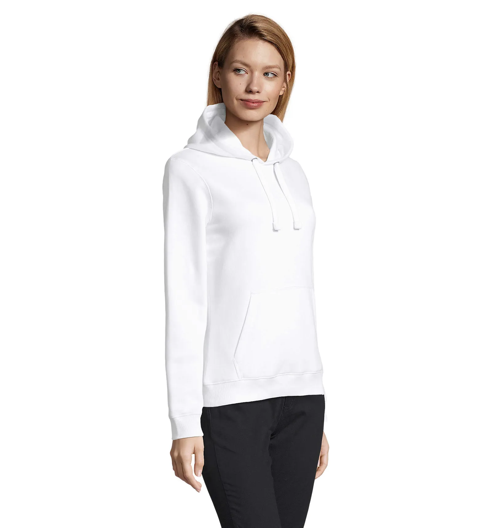Felpa con cappuccio SOL'S Spencer Women, White, su modello, lato