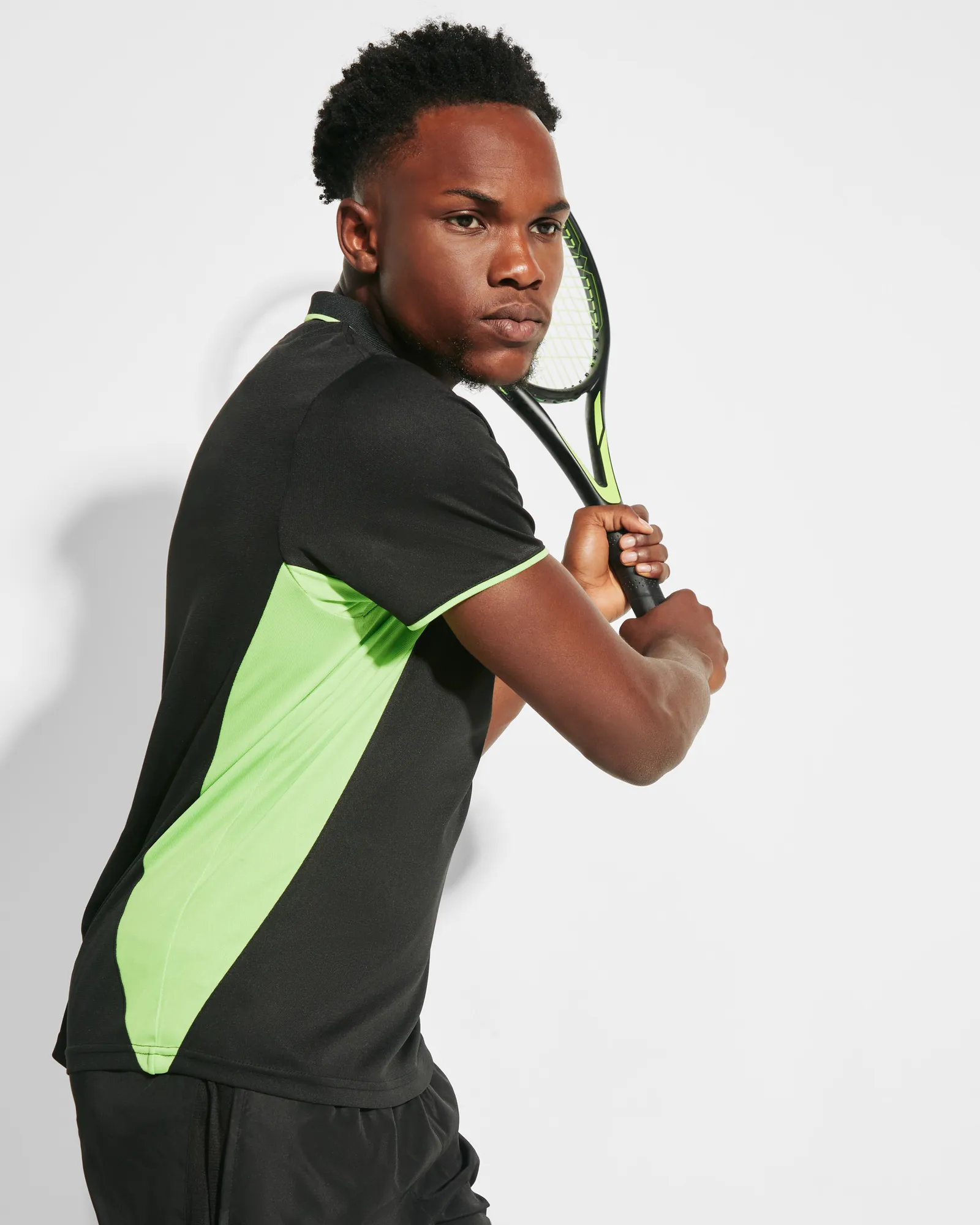 Polo tecnica Roly Montmelo, Nero/Lime, dettaglio