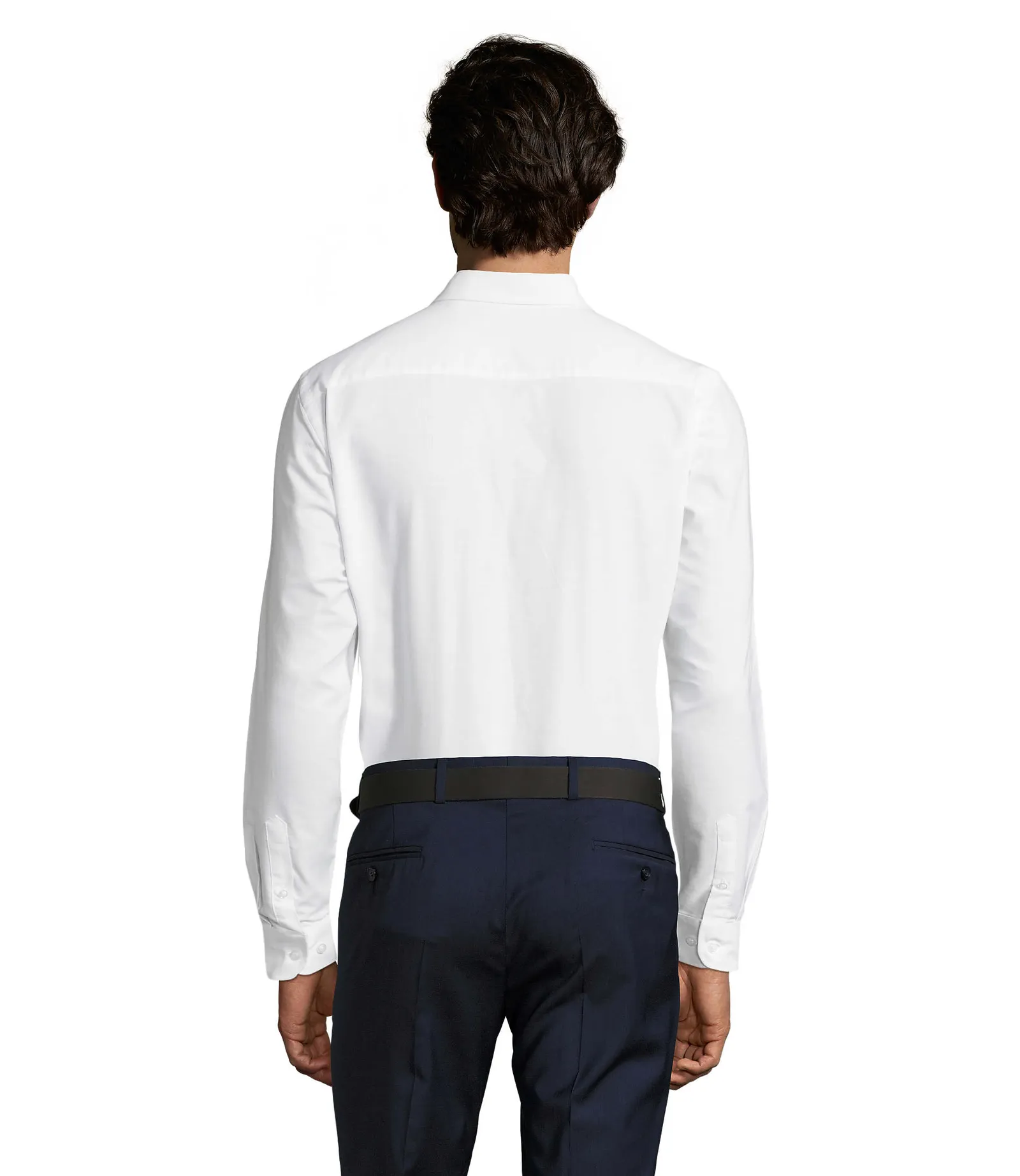 Camicia manica lunga SOL'S Boston Fit, White, su modello, retro