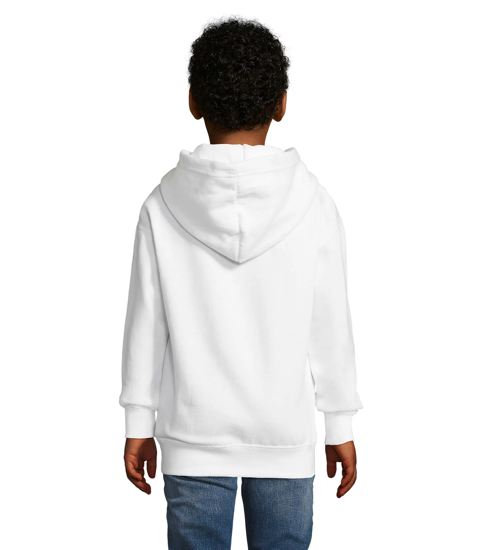 Felpa con cappuccio SOL'S Slam Kids, White, su modello, retro