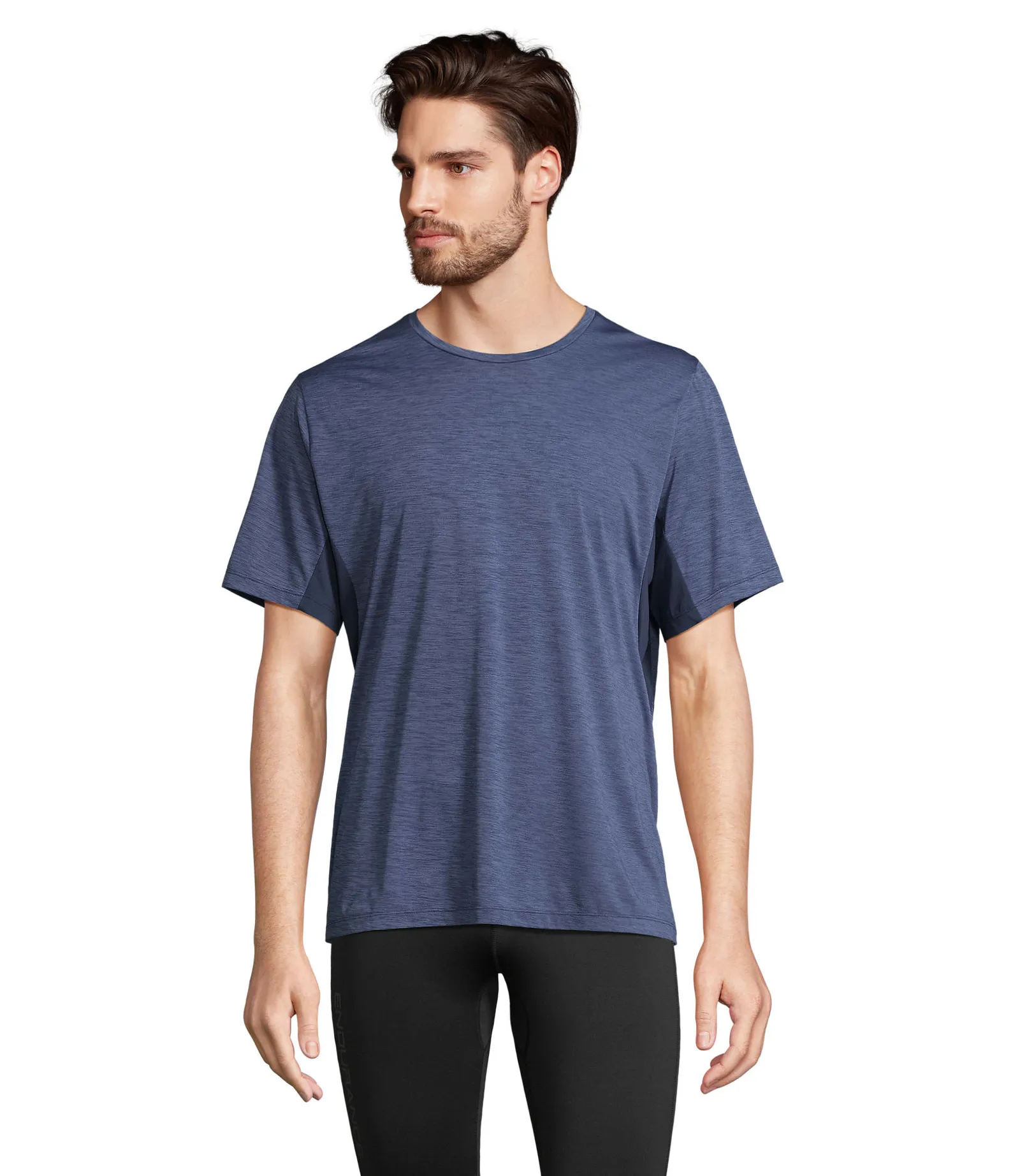 T-shirt tecnica SOL'S Storm, Mel frnavy/frna, su modello, fronte