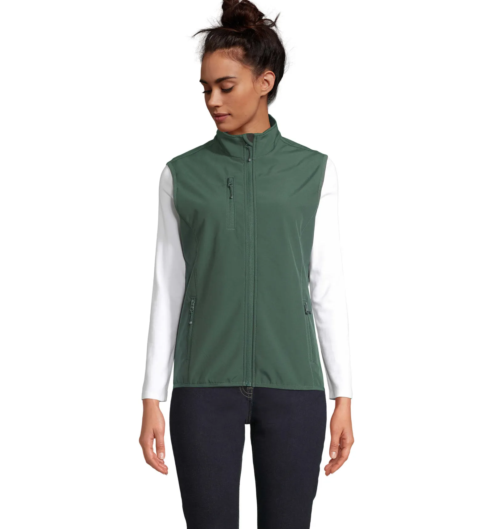 Gilet SOL'S Falcon BW Women, Forest green, su modello, fronte