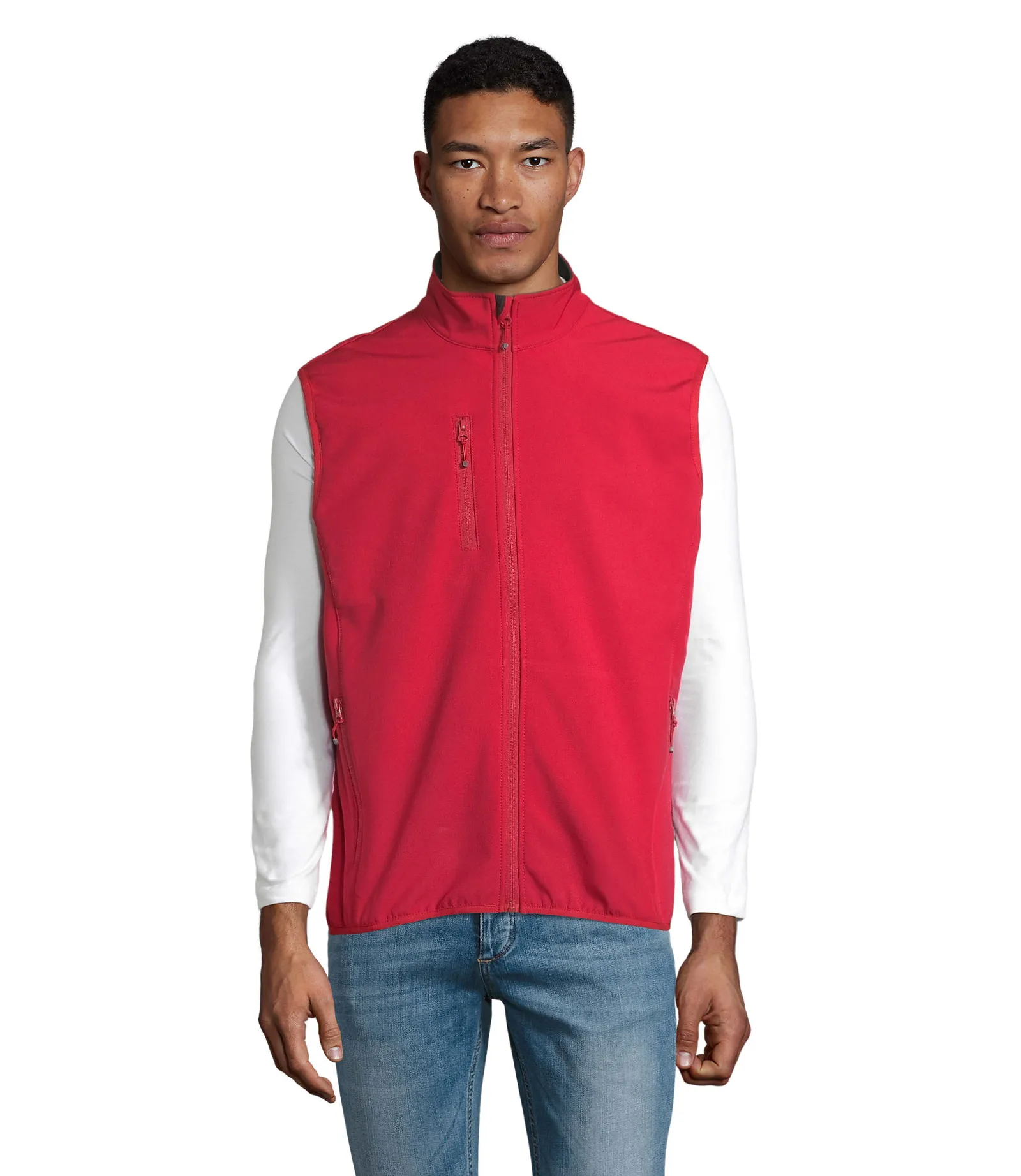 Gilet SOL'S Falcon BW Men, Pepper red, su modello, fronte
