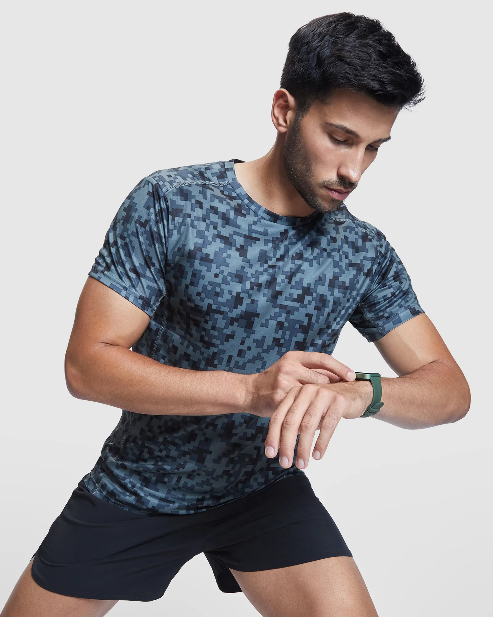 T-shirt tecnica Roly Assen, Pixel Nero