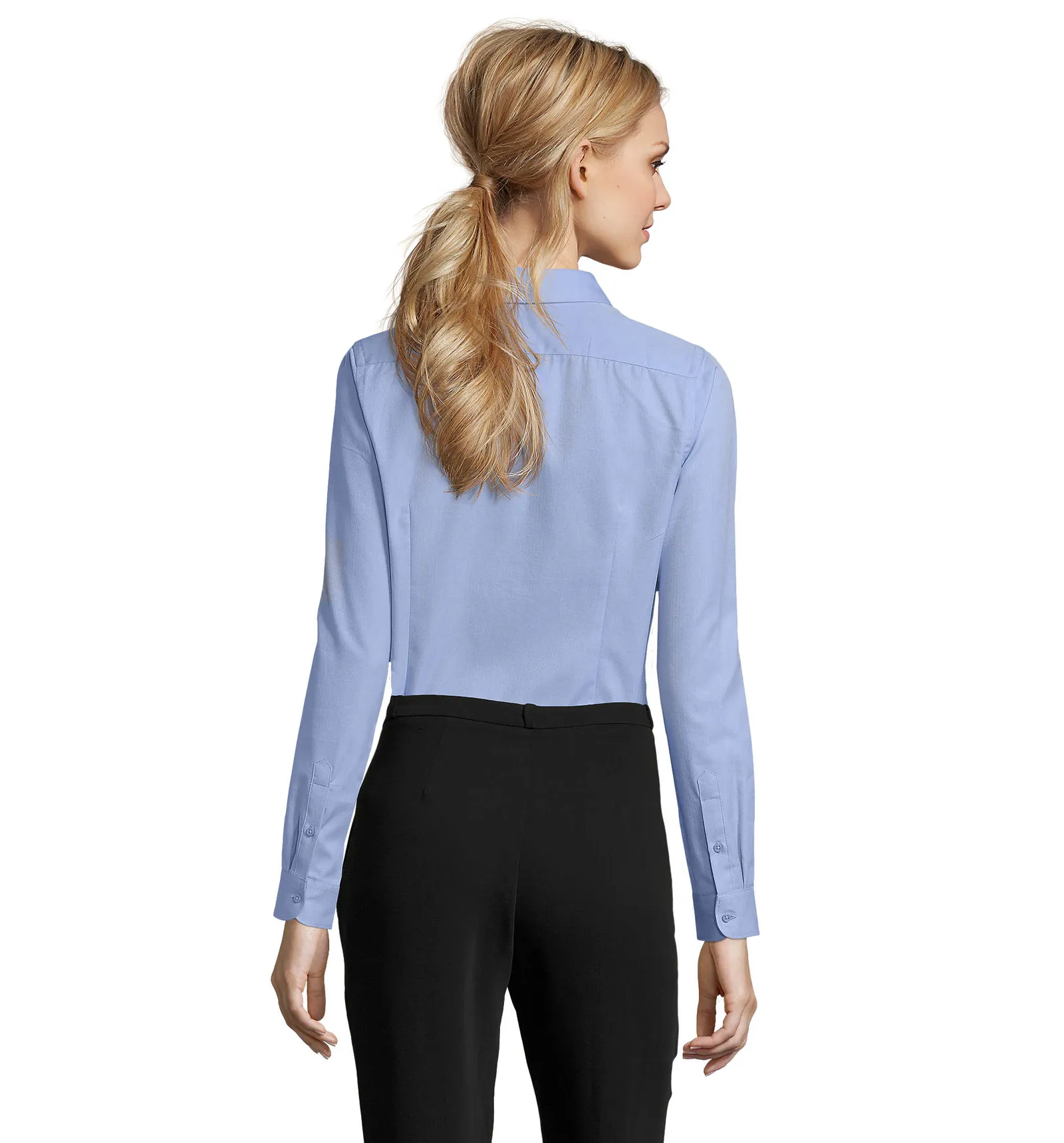 Camicia manica lunga SOL'S Brody Women, Sky blue, su modello, retro