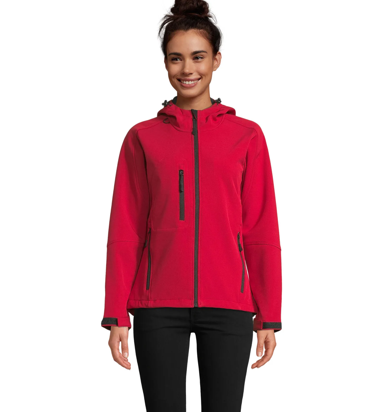 Softshell SOL'S Replay Women, Pepper red, su modello, fronte