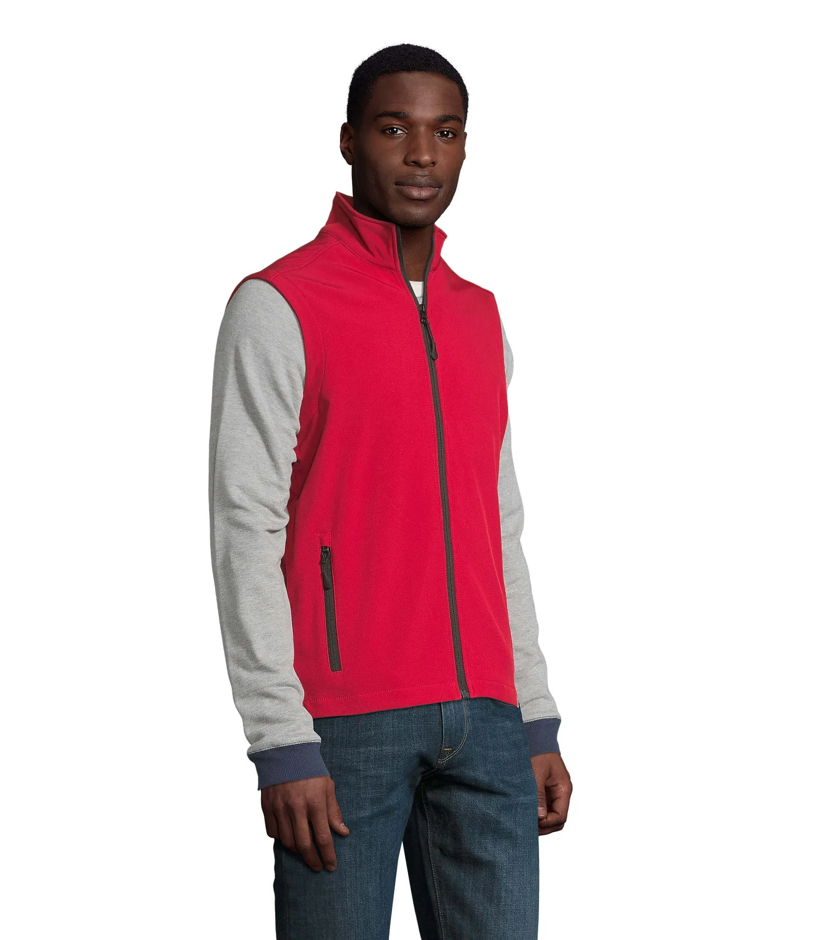 Gilet SOL'S Race BW Men, Pepper red, su modello, lato