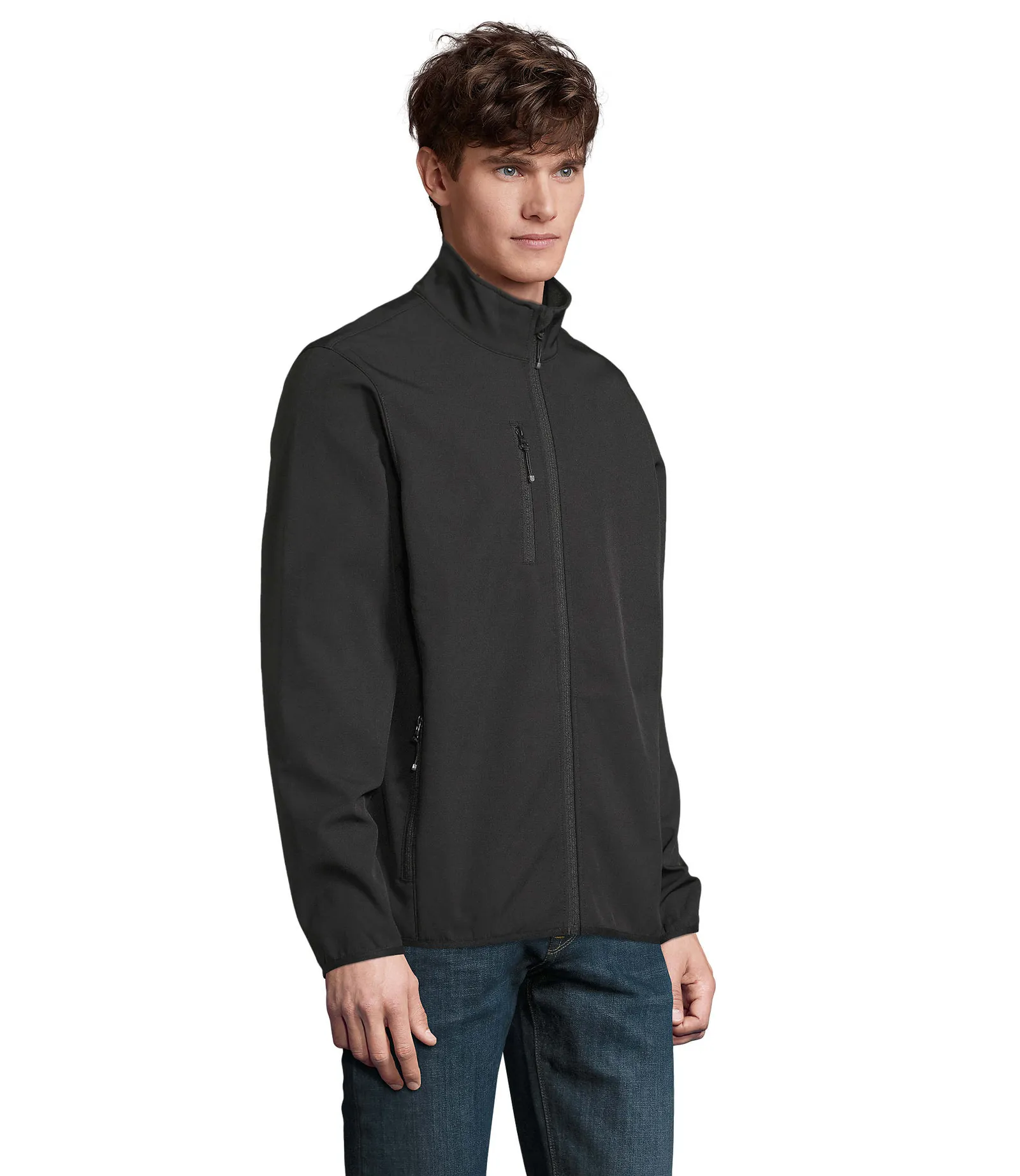 Softshell SOL'S Falcon Men, Black, su modello, lato