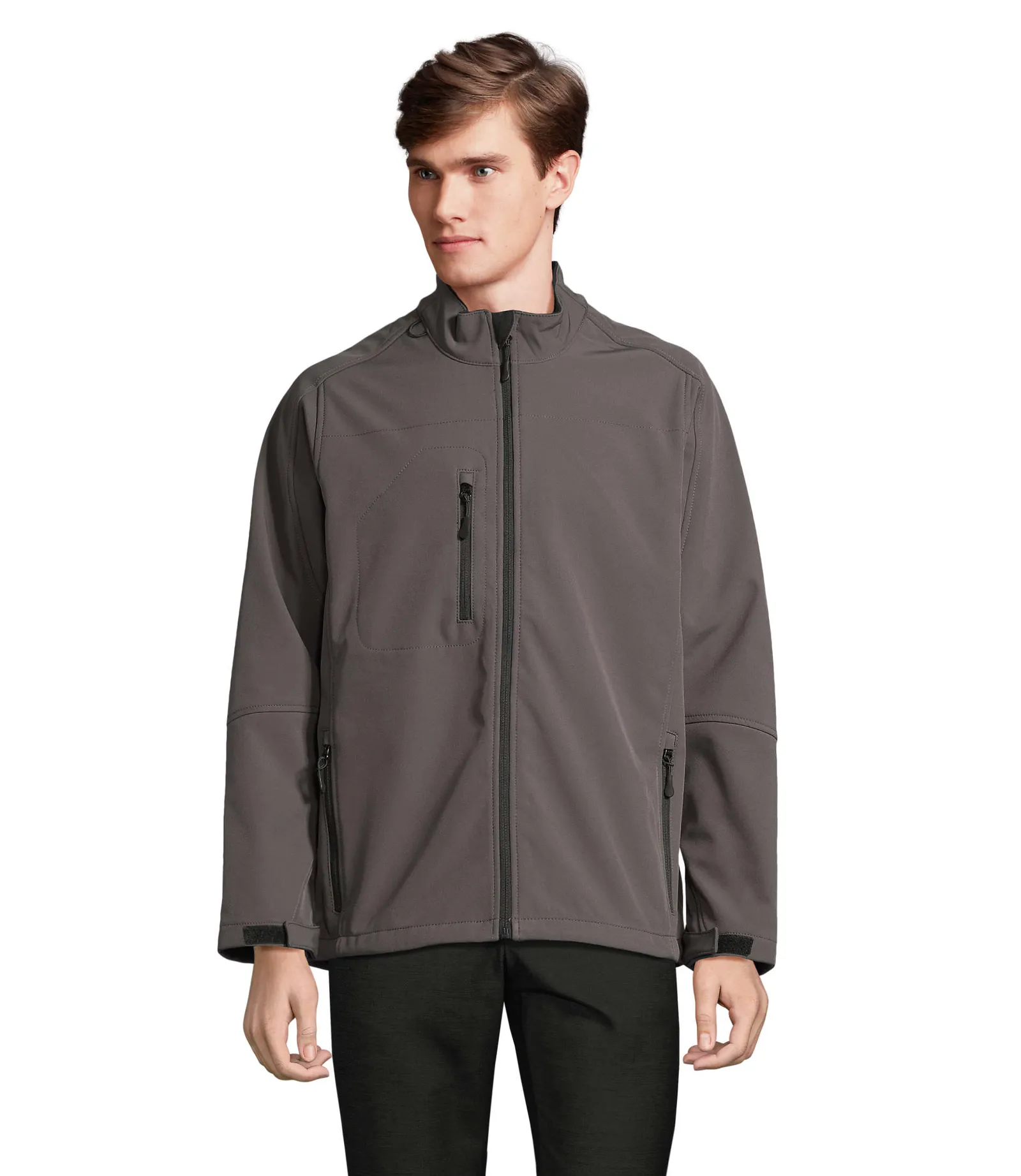 Softshell SOL'S Relax, Charcoal grey, su modello, fronte