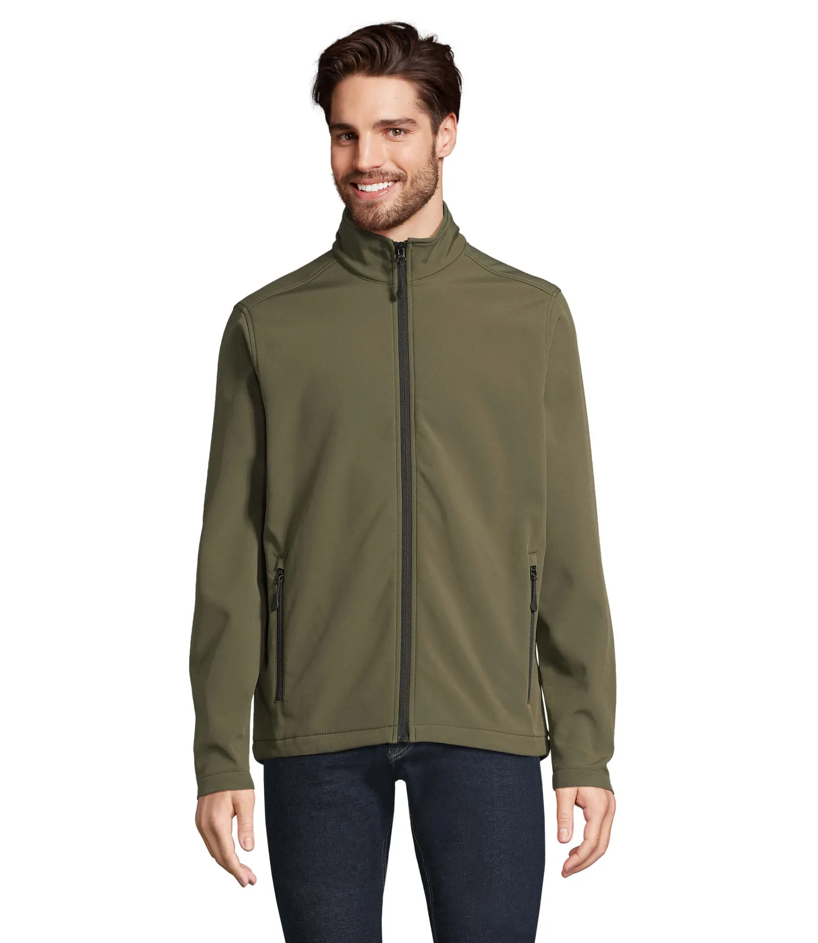 Softshell SOL'S Race Men, Army, su modello, fronte