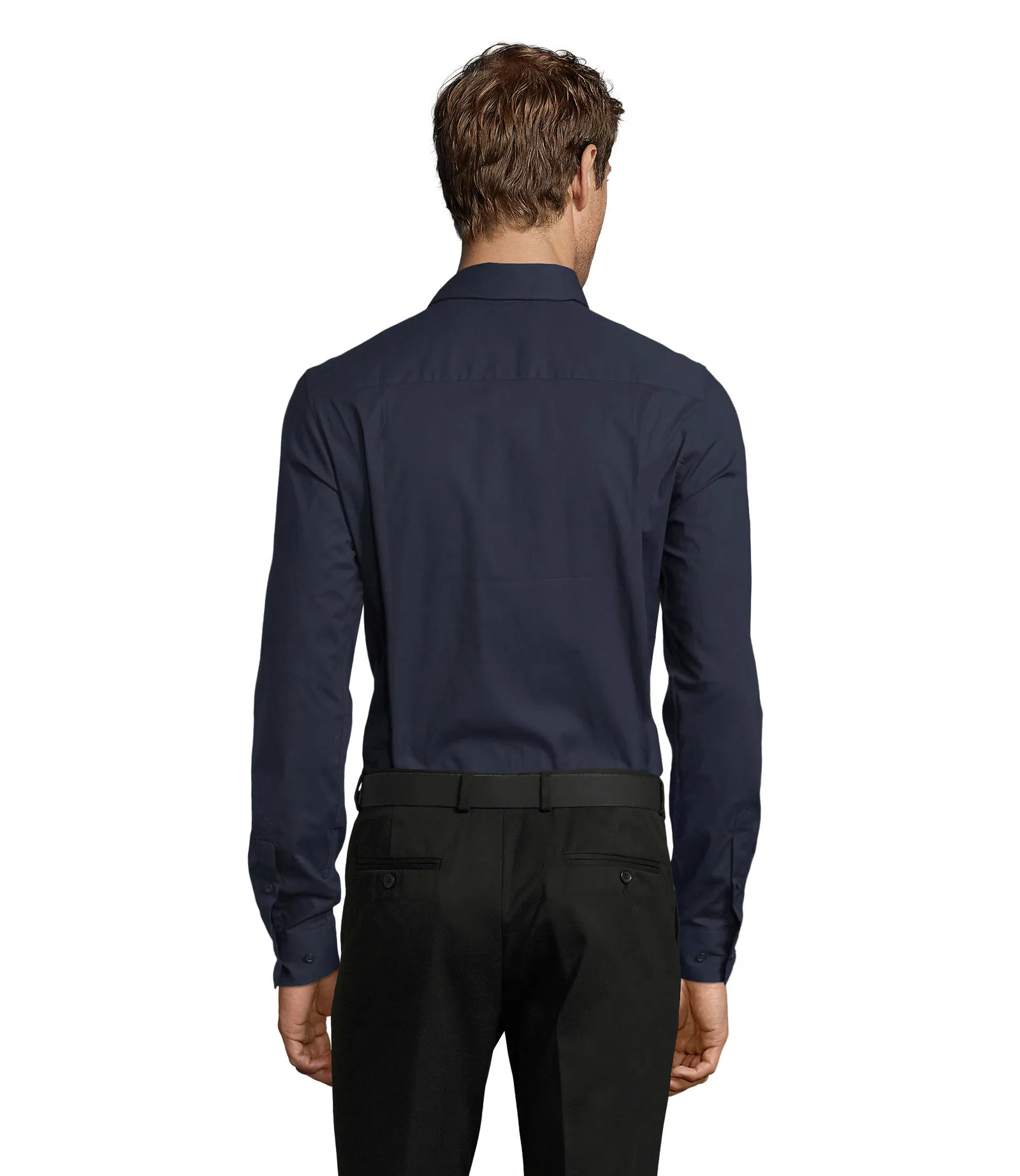 Camicia manica lunga SOL'S Blake Men, Dark blue, su modello, retro
