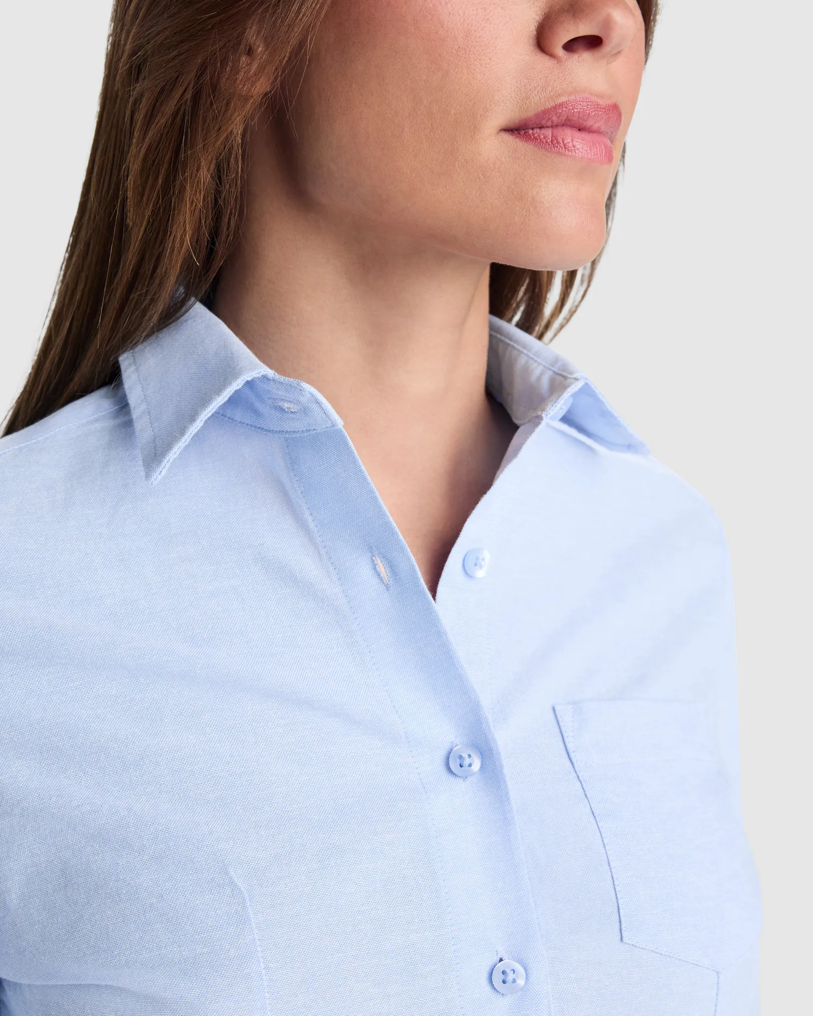 Camicia manica lunga Roly Oxford Woman, Celeste, dettaglio 3