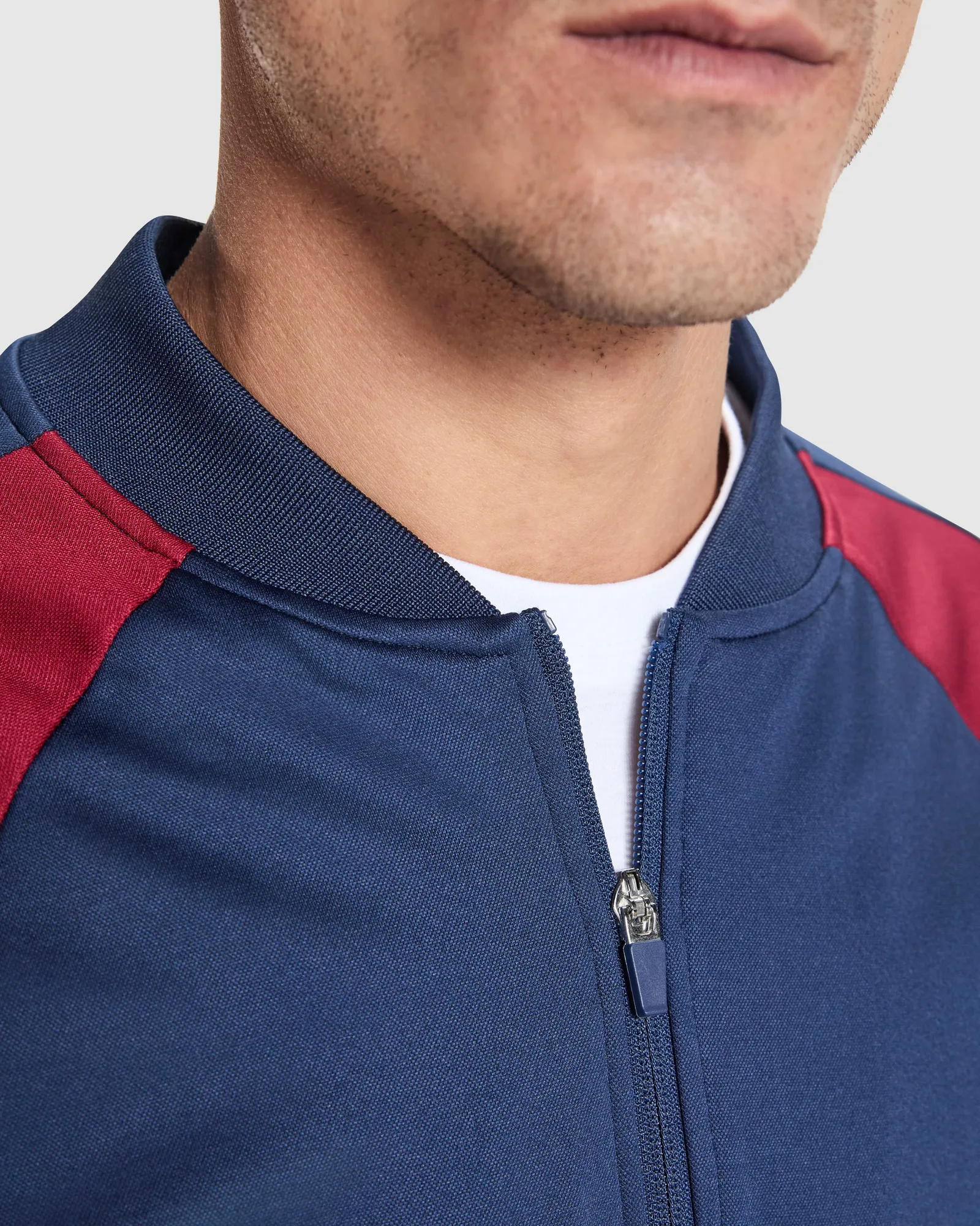Felpa con zip Roly Gladius, Granata/Blu Navy, dettaglio 3