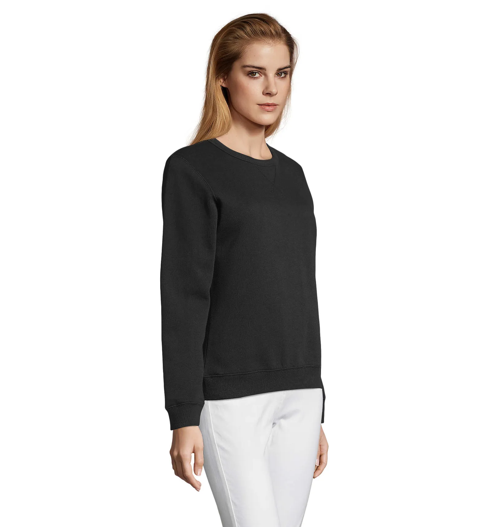 Felpa girocollo SOL'S Sully Women, Black, su modello, lato