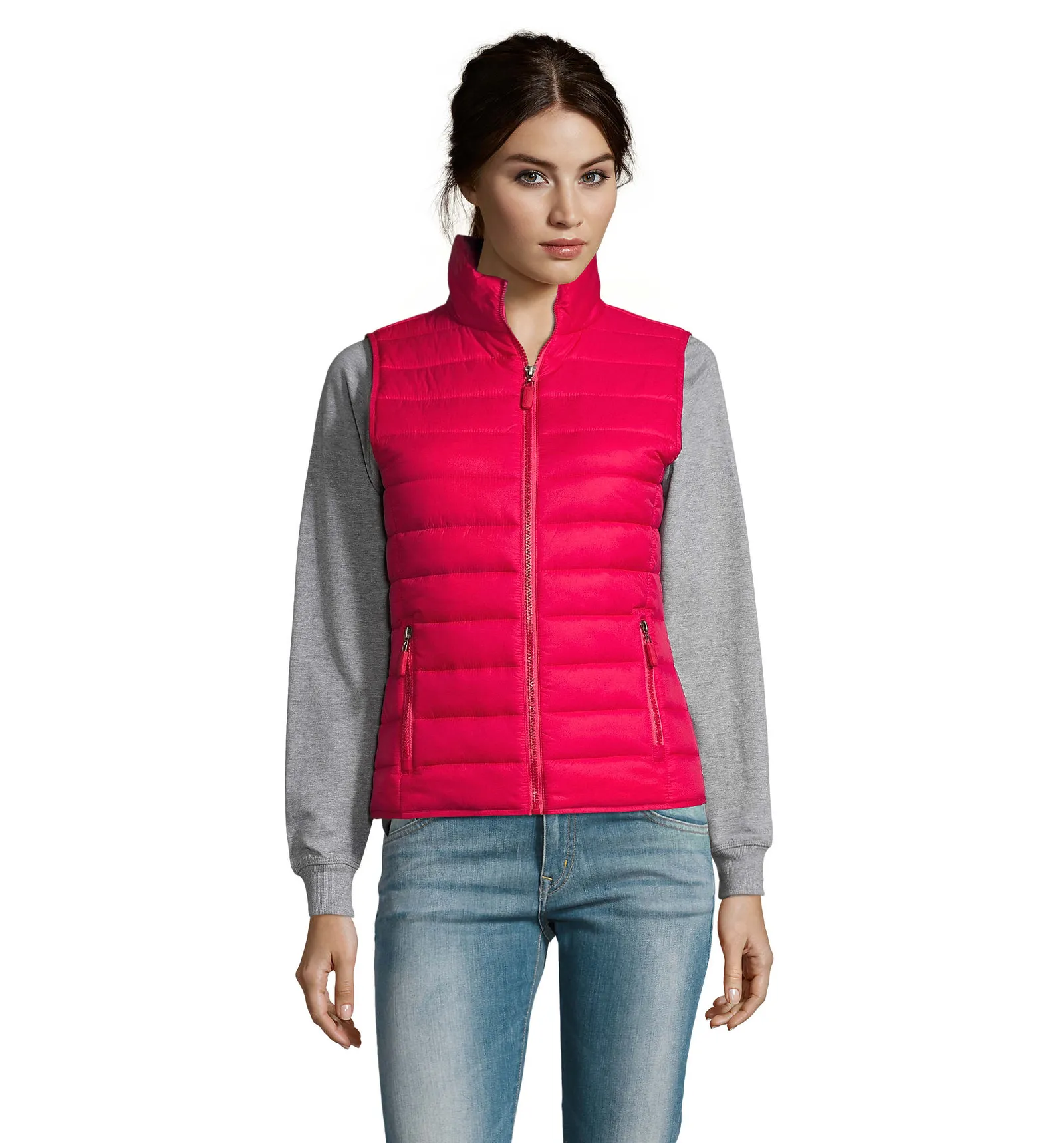 Gilet SOL'S Wave Women, Dark pink, su modello, fronte