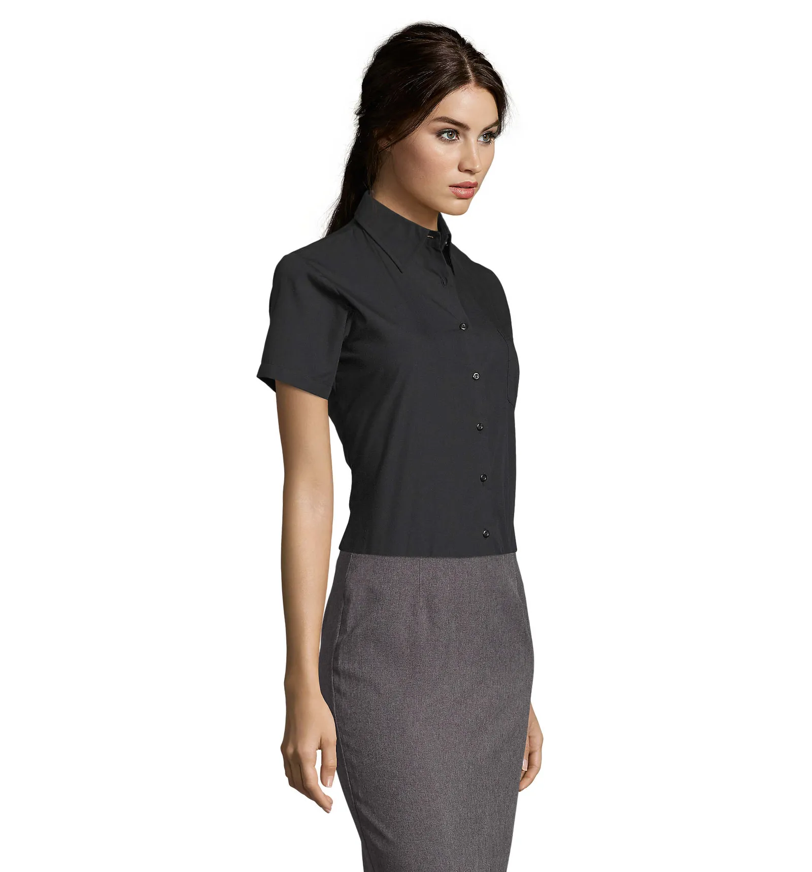 Camicia manica corta SOL'S Escape, Black, su modello, lato