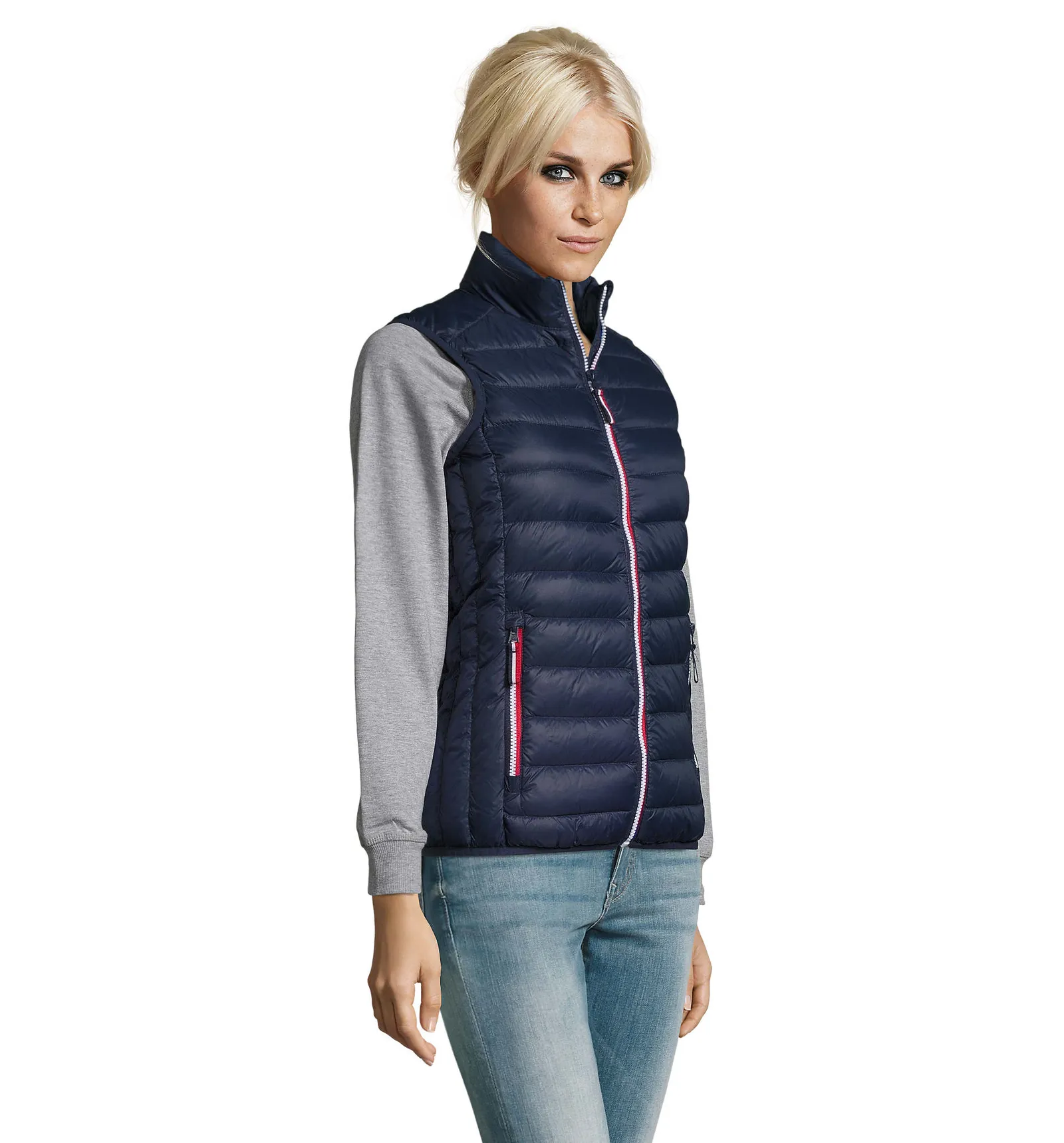 Gilet SOL'S Victoire BW Women, French navy, su modello, lato