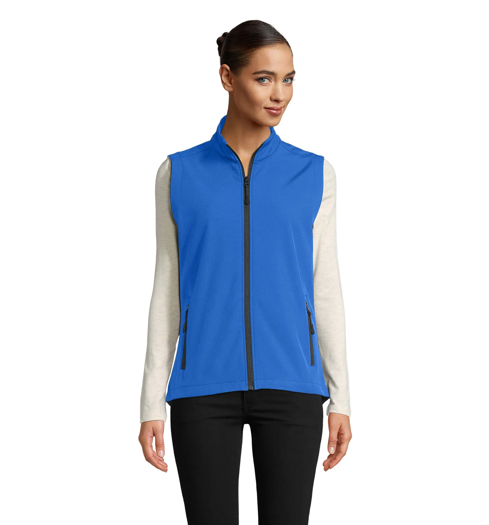Gilet SOL'S Race BW Women, Royal blue, su modello, fronte
