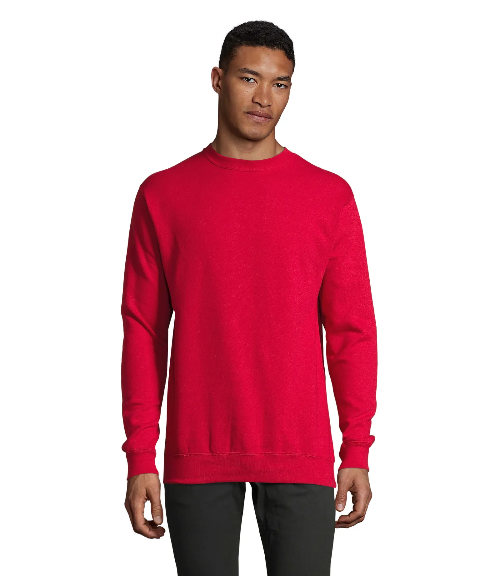 Felpa girocollo SOL'S Supreme, Red, su modello, fronte