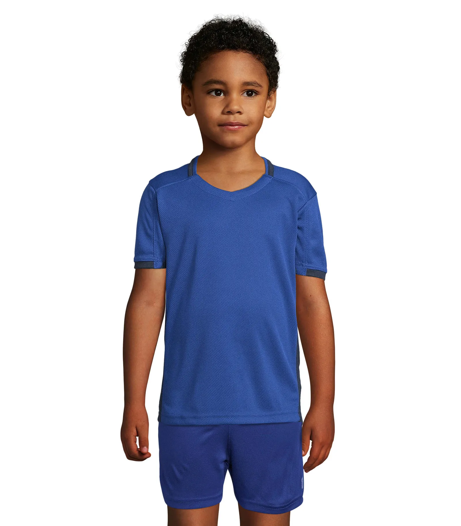 T-shirt tecnica SOL'S Classico Kids, Royal blue/french navy, su modello, fronte