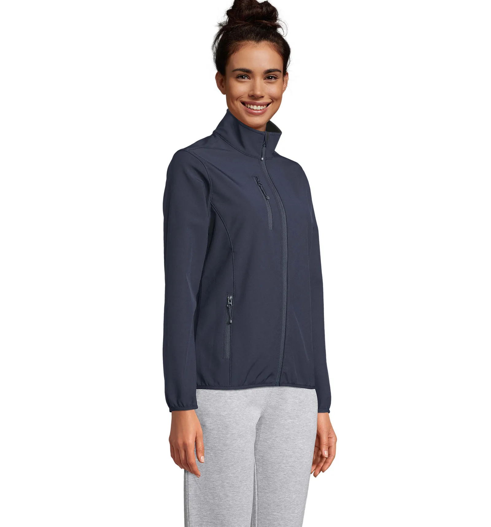 Softshell SOL'S Falcon Women, Abyss blue, su modello, lato