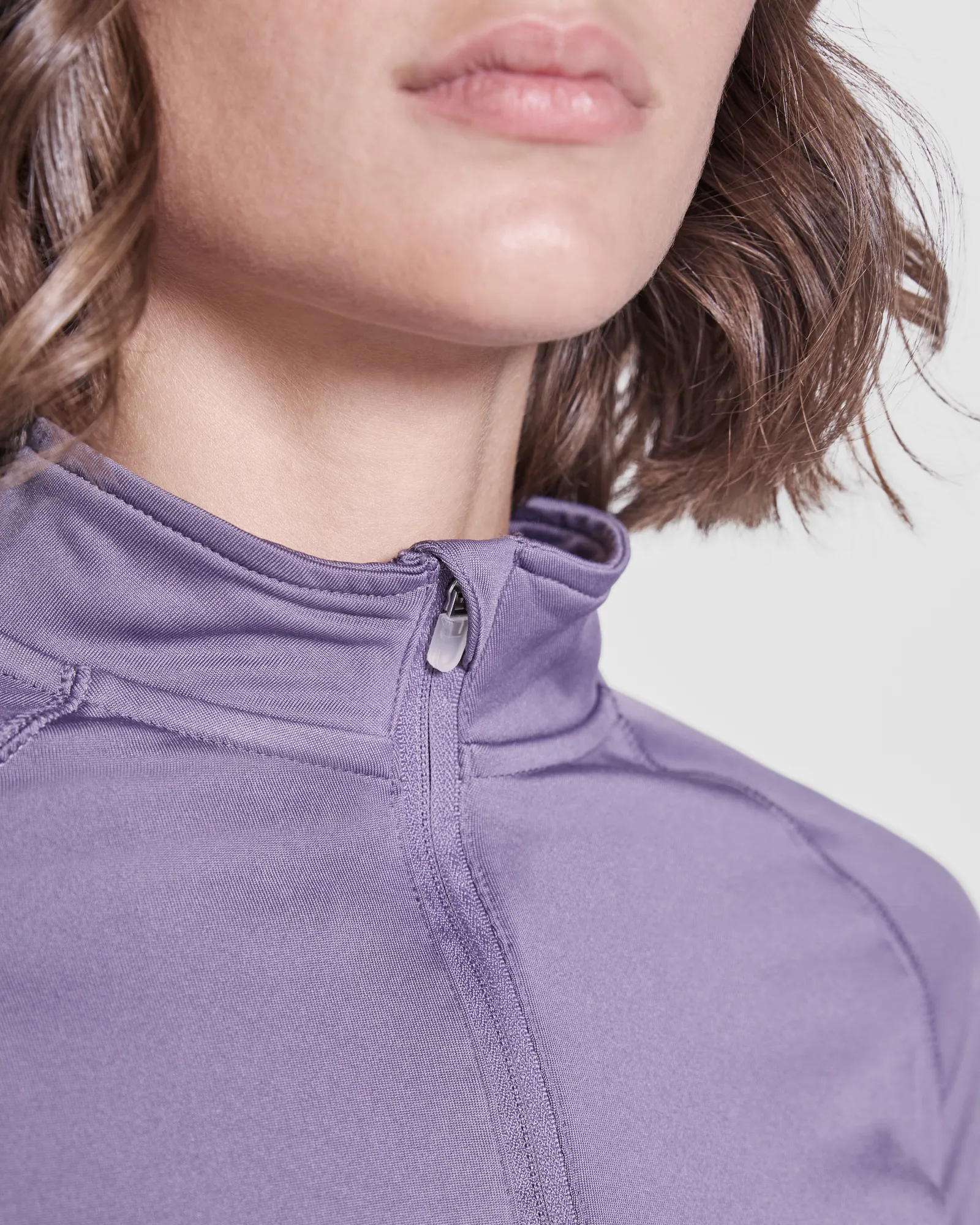 Felpa con mezza zip Roly Arlas, Lilla, dettaglio