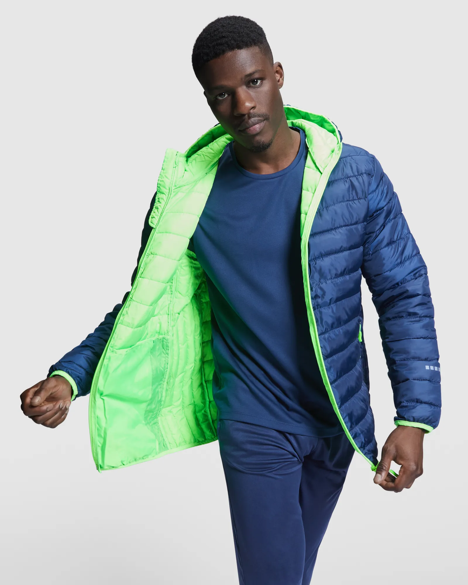 Giubbotto Roly Norway Sport, Blu Navy/Verde Fluo, dettaglio 2