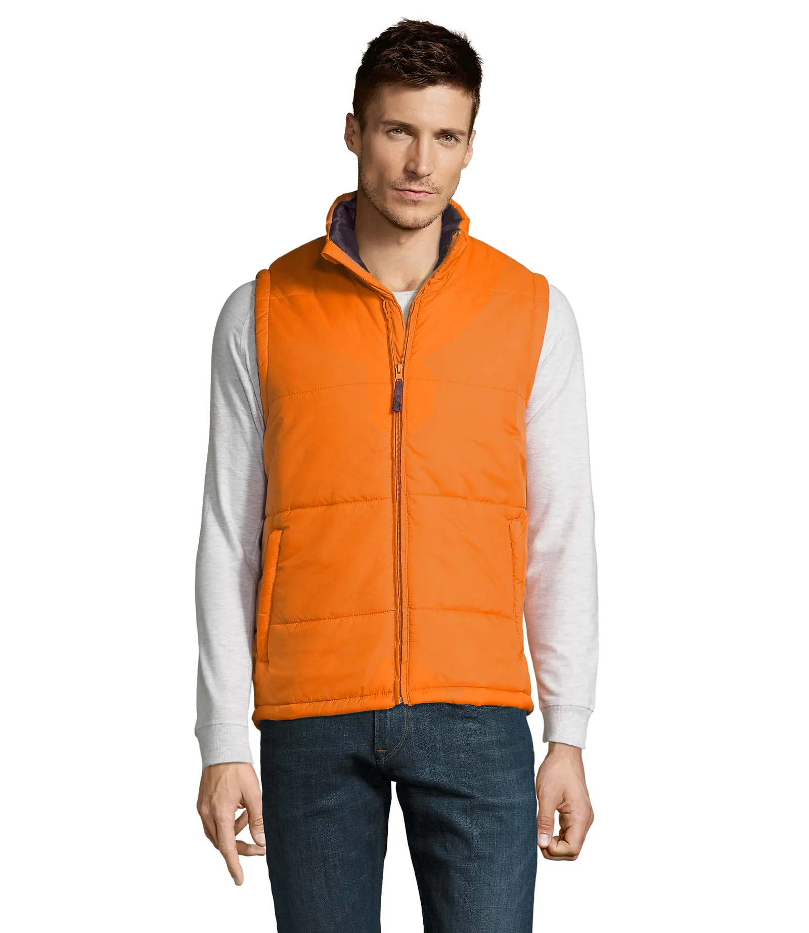 Gilet SOL'S Warm, Orange, su modello, fronte