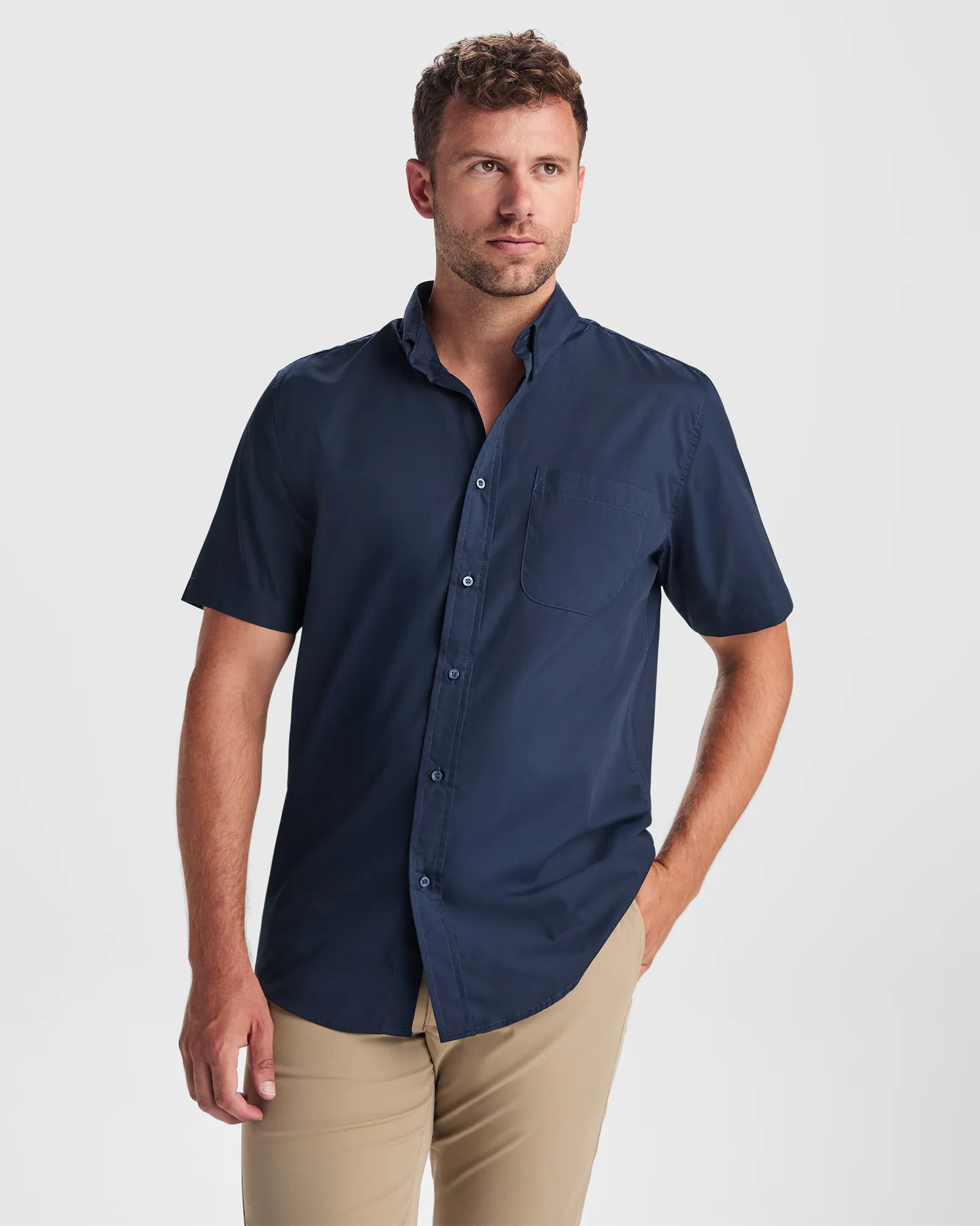 Camicia manica corta Roly Aifos, Blu Navy, dettaglio