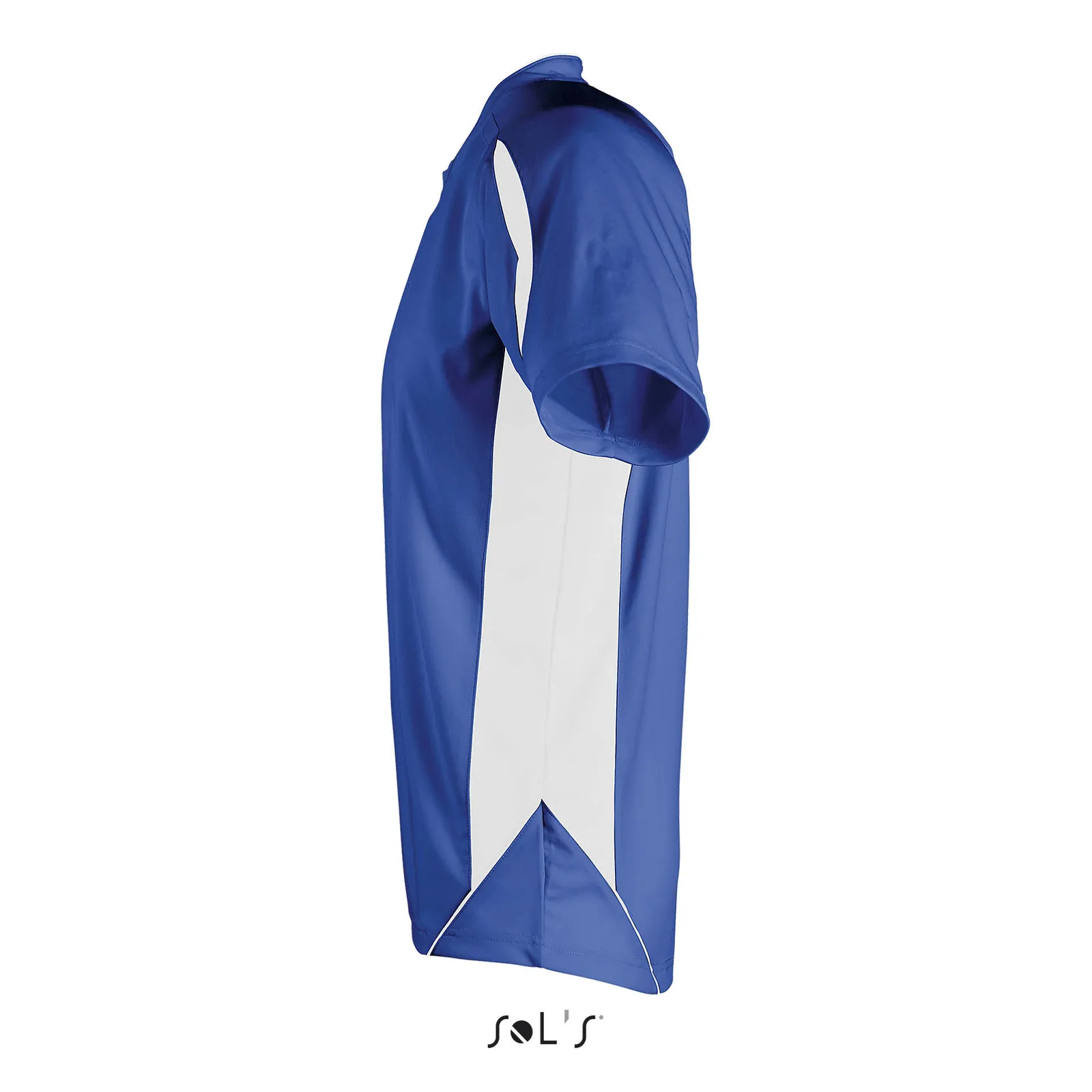 T-shirt tecnica SOL'S Maracana 2 Kids Ssl, Royal blue/white, su modello, lato